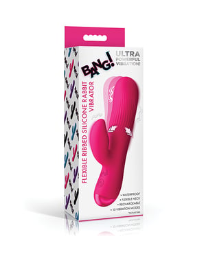 Bang! BG Ribbed Silicone Rabbit - Pink