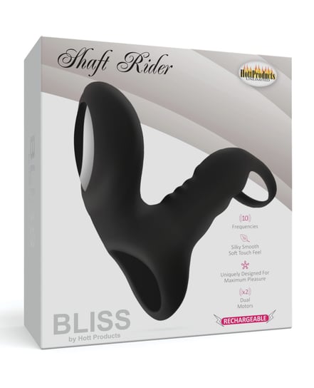 Bliss Shaft Rider Vibrating Cock Ring Sleeve – Black by Hott Products product image