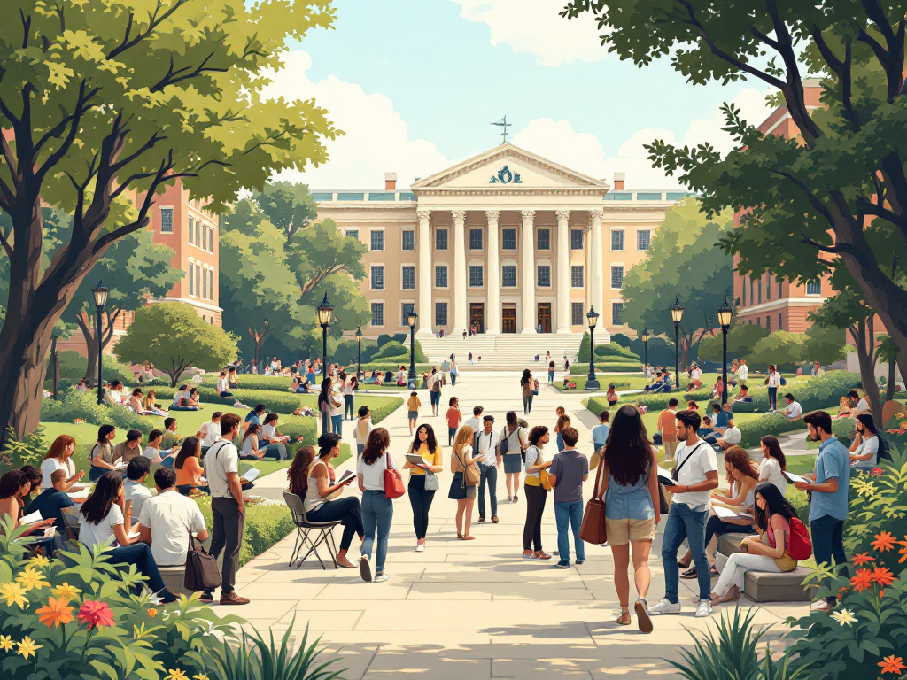 An image depicting financial solutions and long-term benefits of studying abroad and why it's getting more and more expensive through student interactions.