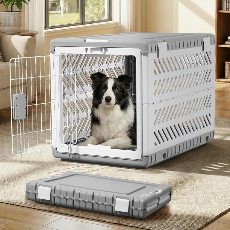 Collapsible dog crate detail view