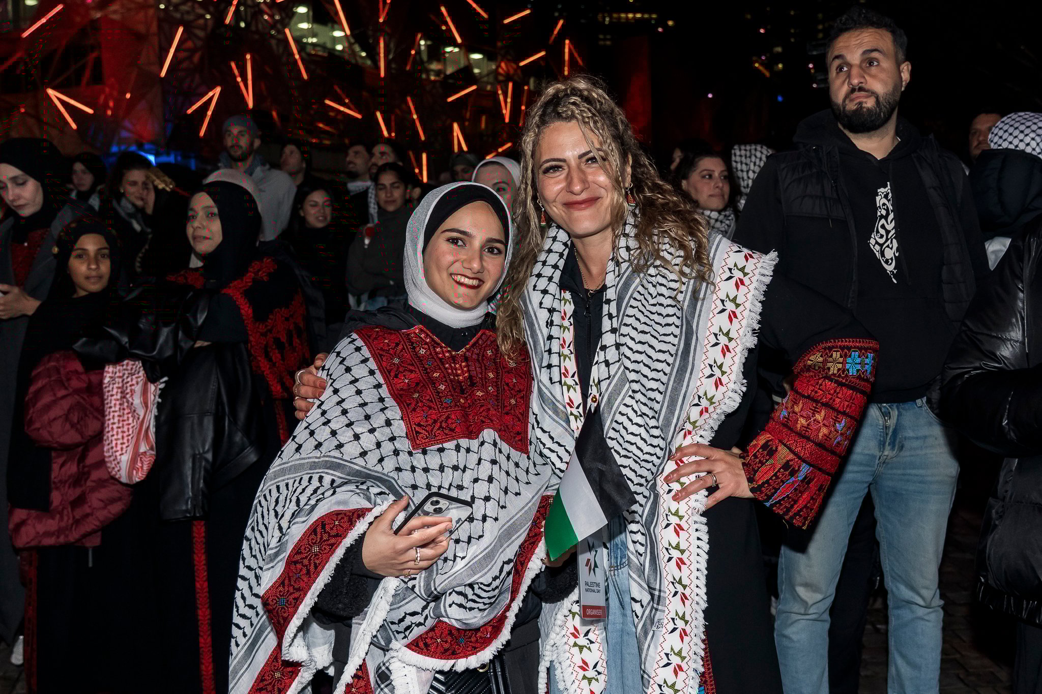 Crowds enjoying the performances at Palestine National Day 2025.
