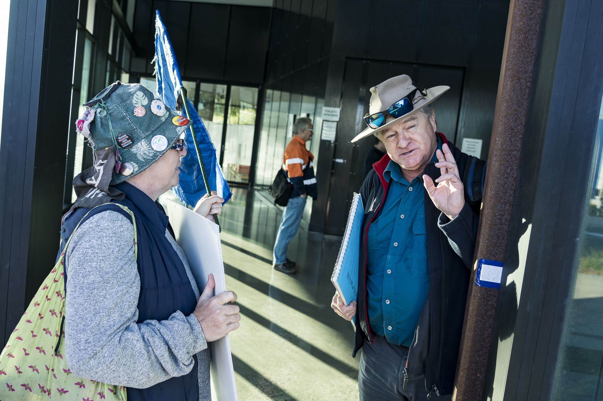 Activists greet APPEA delegates at the South Australia Drill Core Reference Library. Photo: Matt Hrkac