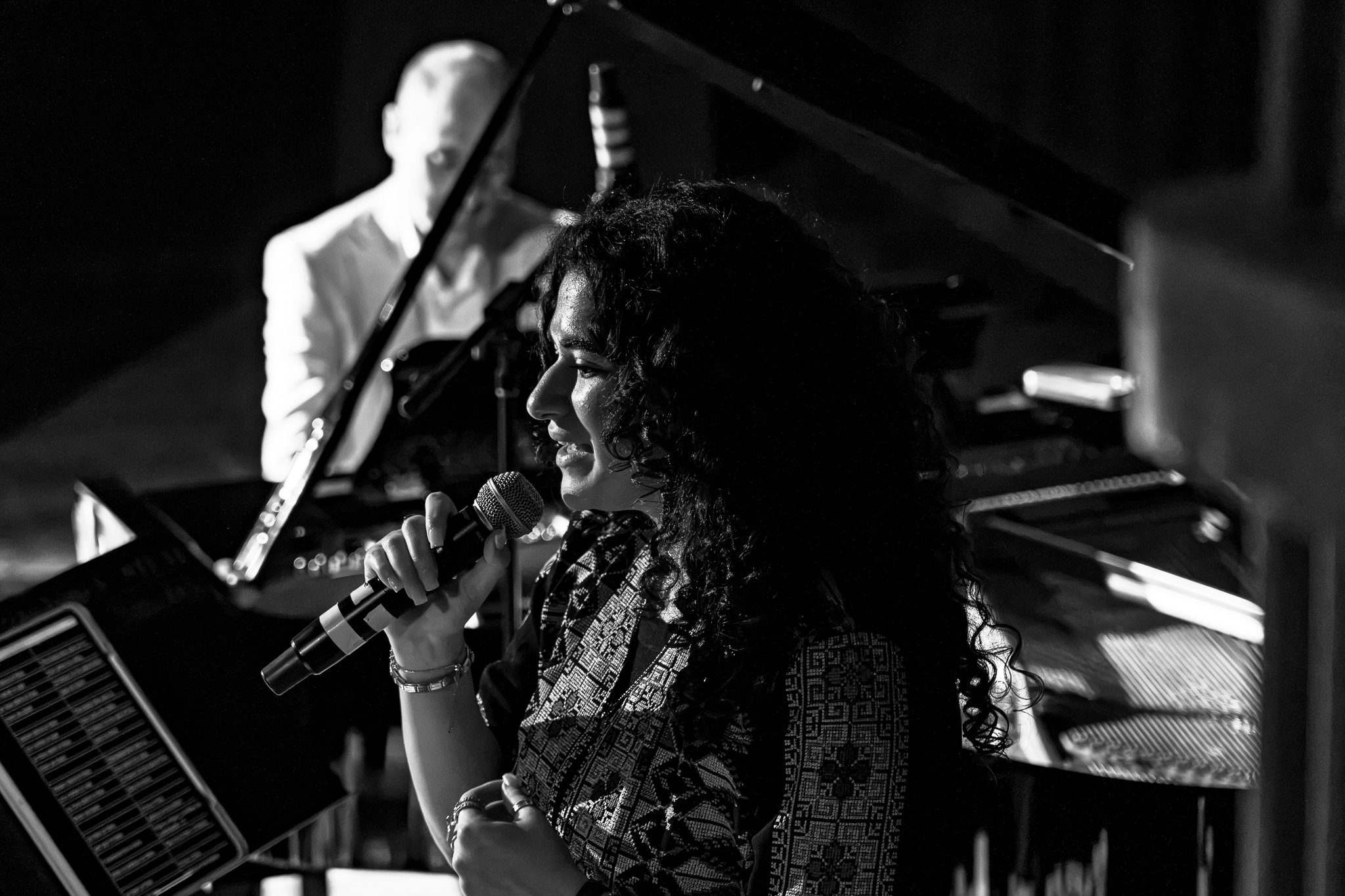 Palestinian-Australian singer Heba Tayeh performs with Skaik Bahar at Collingwood Town Hall
