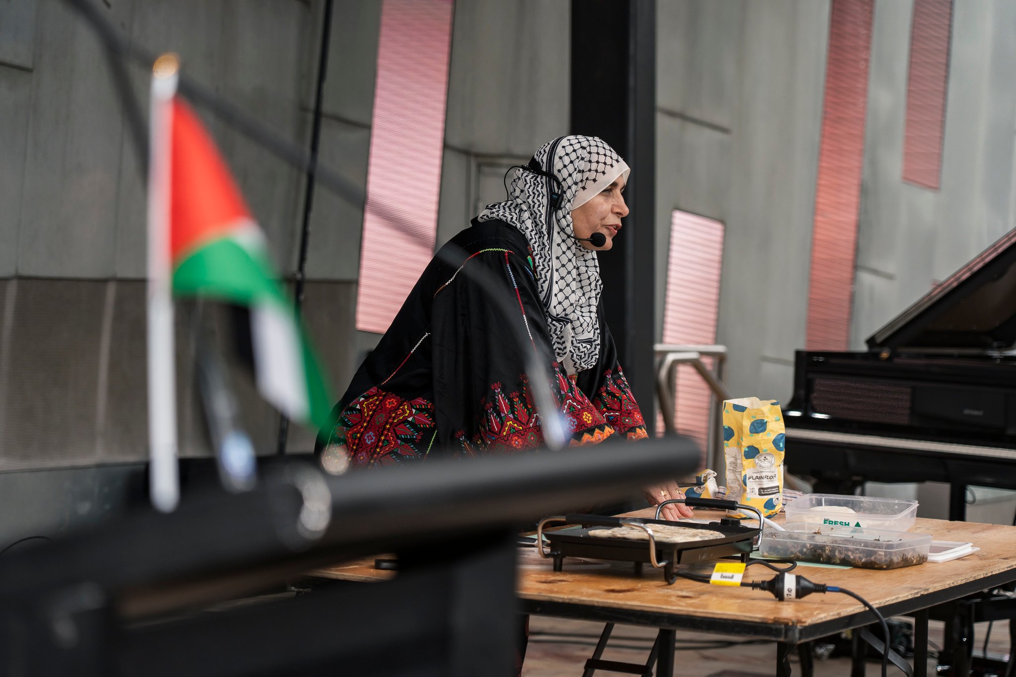 Chef Aheda (Aheda's Kitchen) does a Palestinian cooking demonstration.