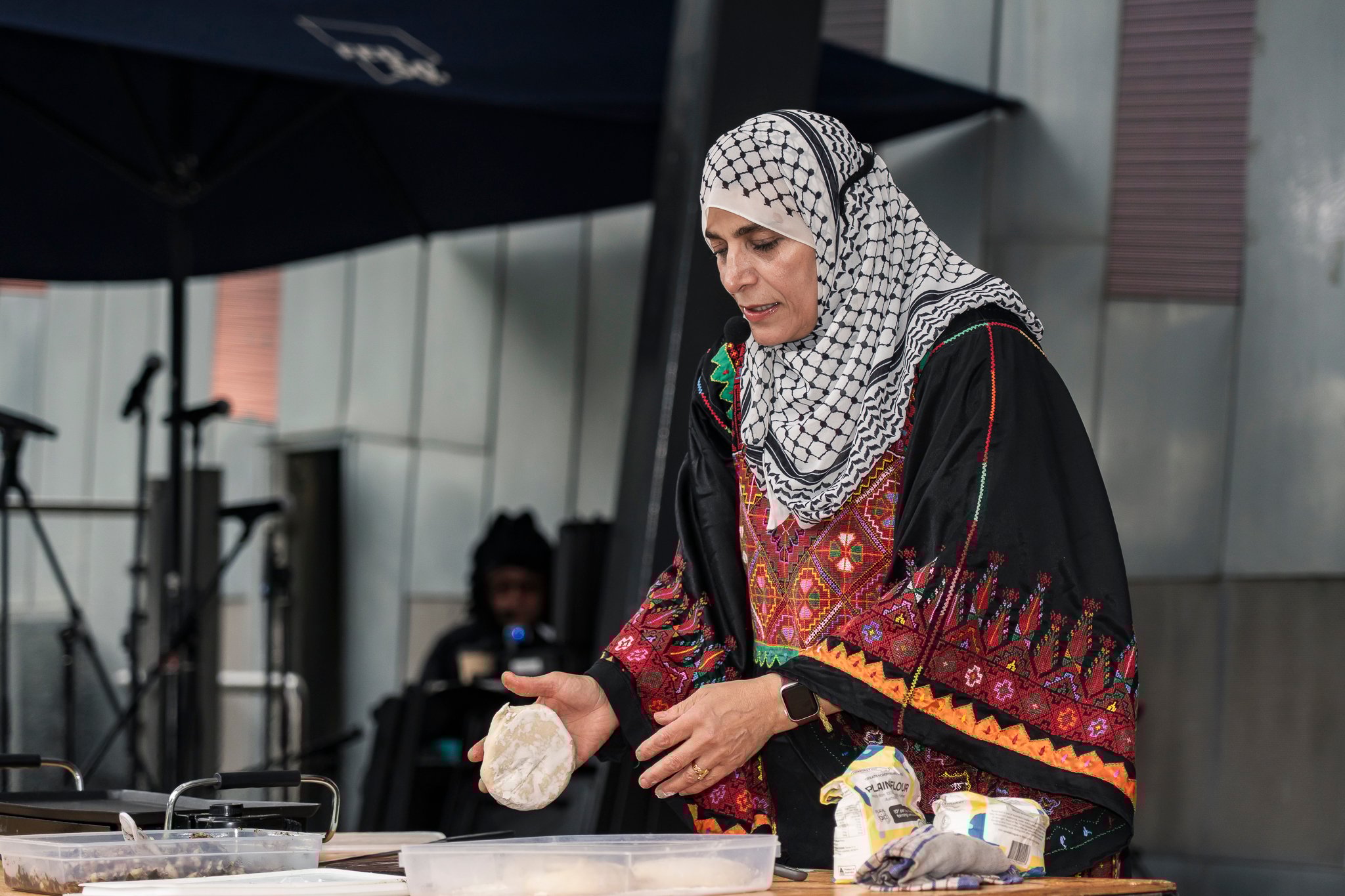Chef Aheda (Aheda's Kitchen) does a Palestinian cooking demonstration.