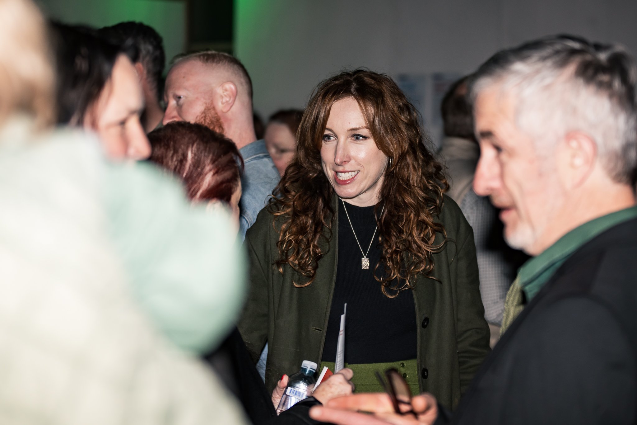 Greens Western Victoria MLC Sarah Mansfield talking to supporters at the Ballarat Greens campaign launch.