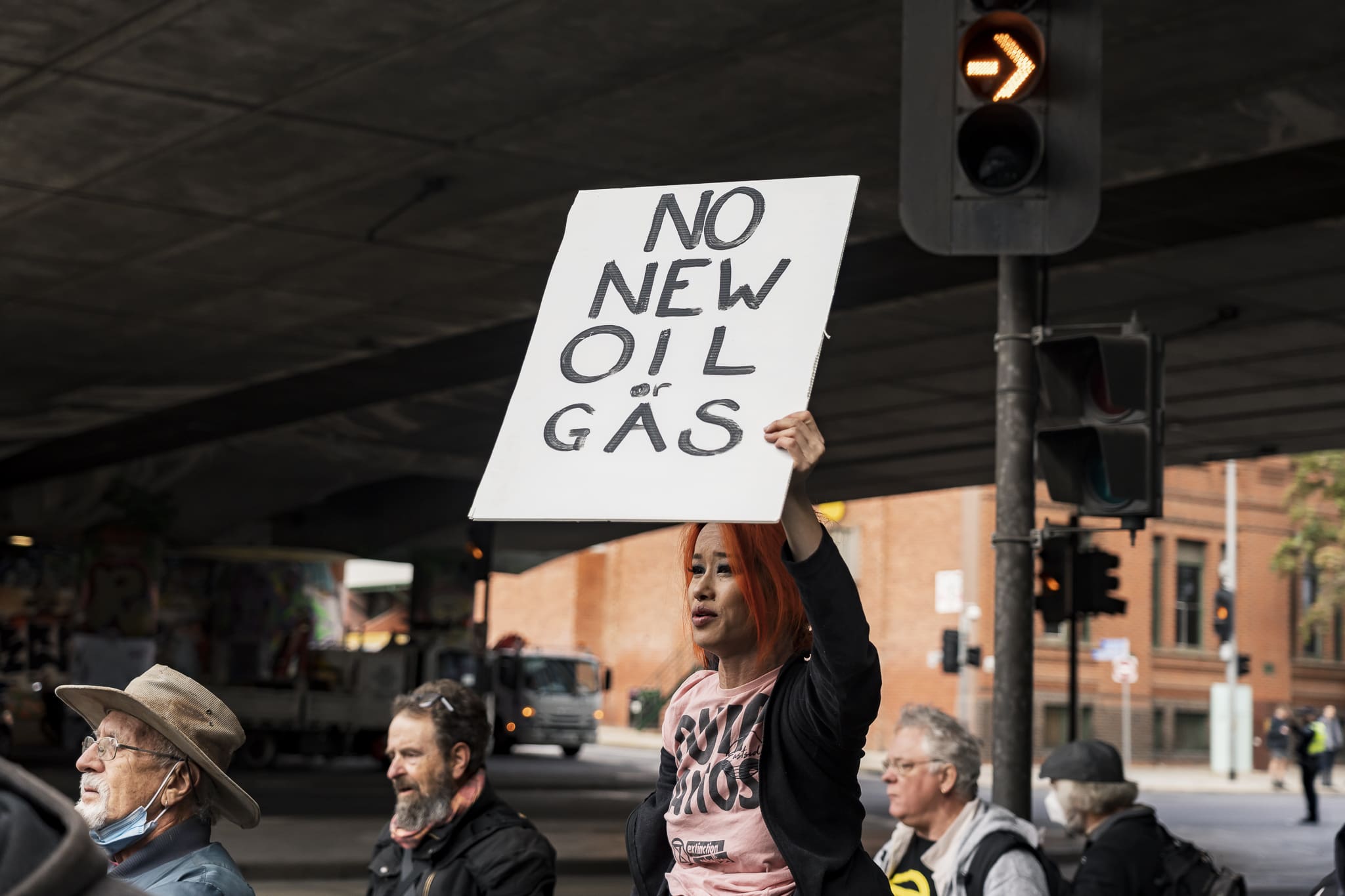 Supporters gather around the Morphett Sty bridge. Photo: Matt Hrkac