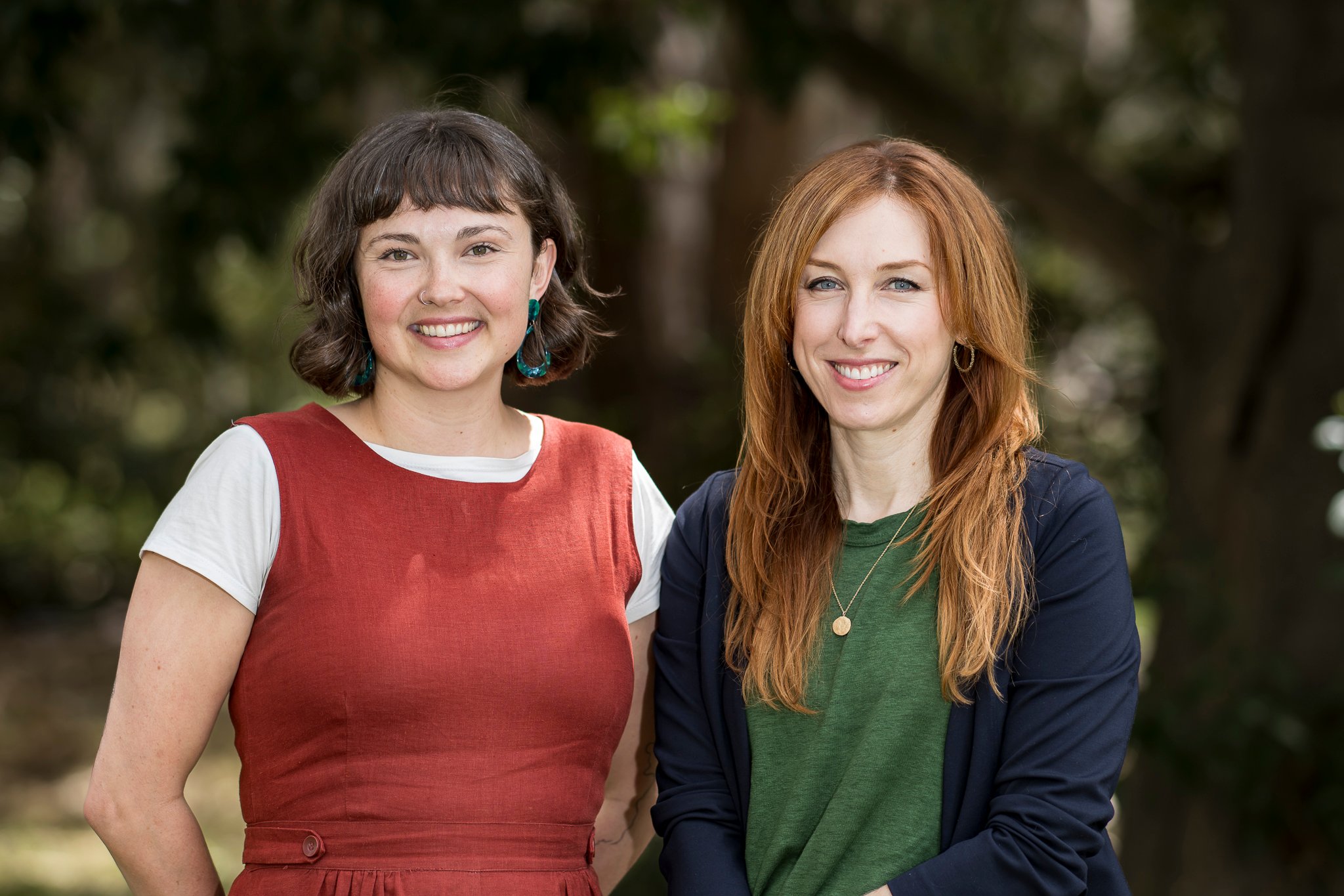 Greens candidate Emilie Flynn (Geelong) standing with MLC Sarah Mansfield
