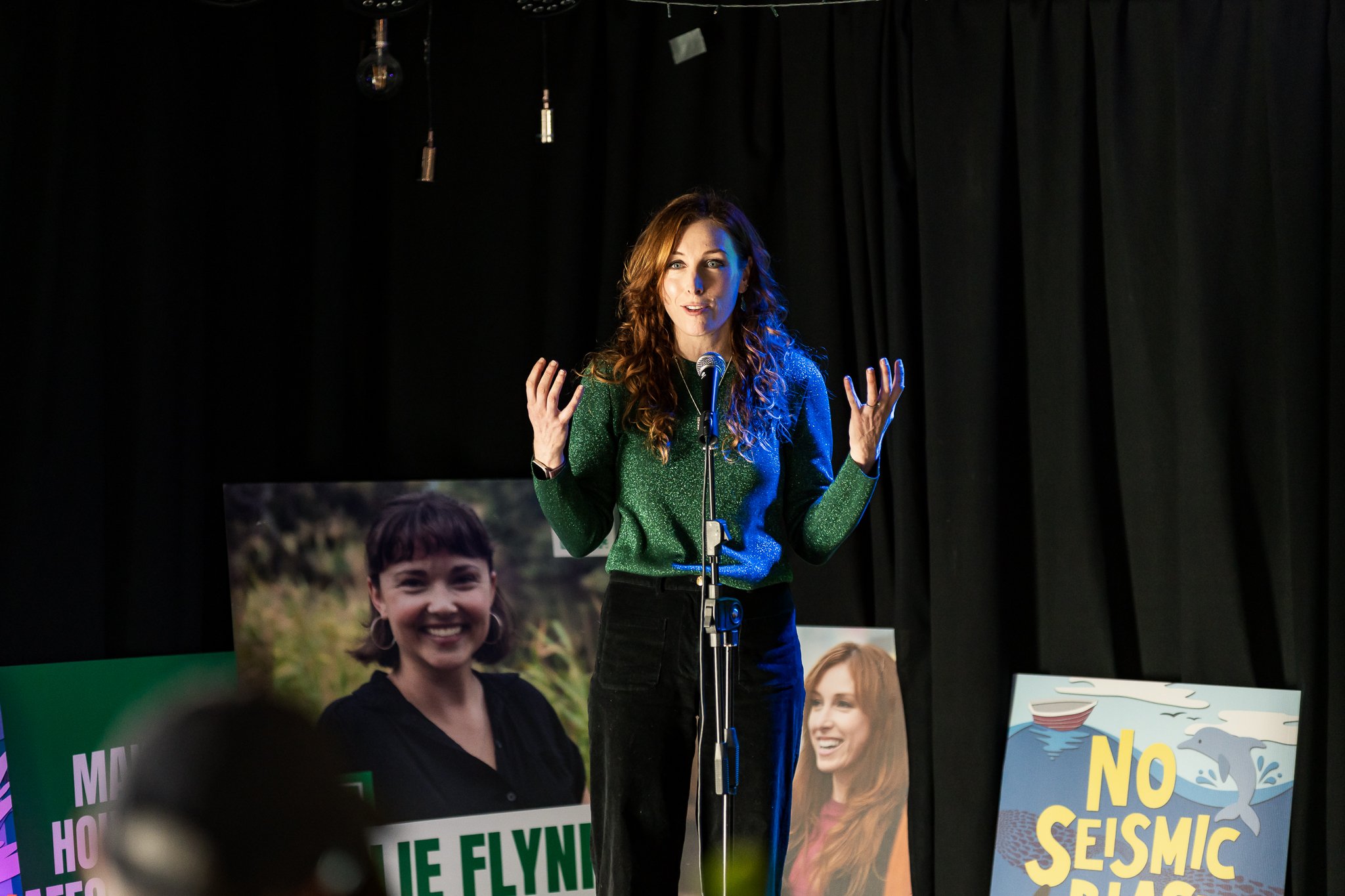Dr Sarah Mansfield speaking at the Geelong and Western Vic Greens campaign launch.