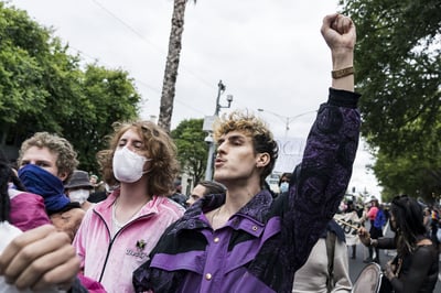 Protesters target and disrupt Victoria Police participation in the Midsumma Pride March. Photo: Matt Hrkac