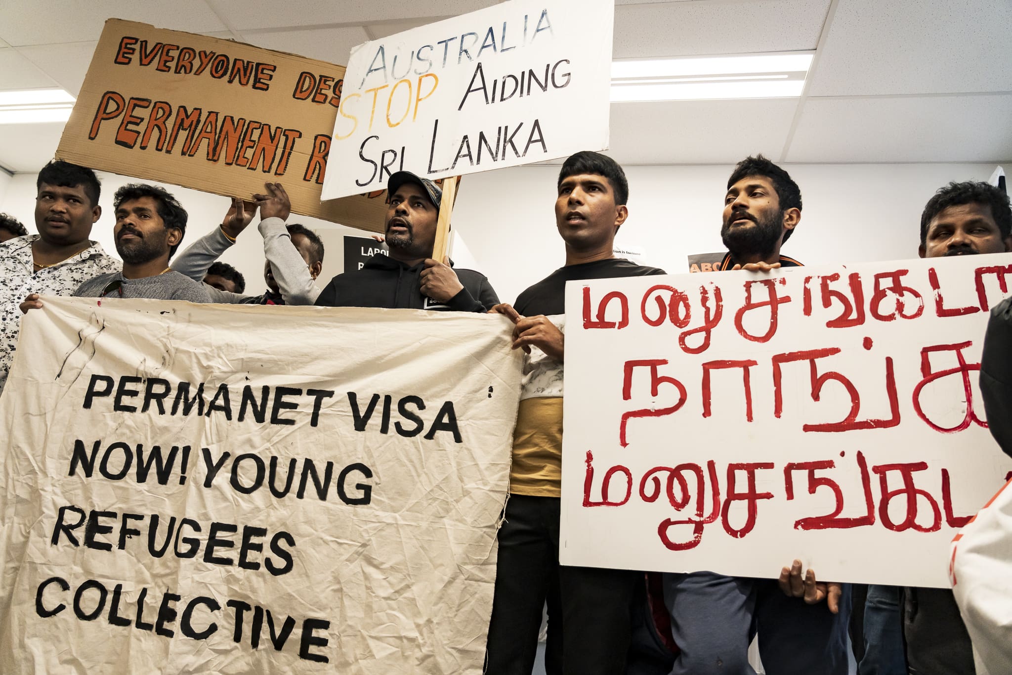 Refugee rights activists occupy the office of Home Affairs Minister Clare O'Neil. Photo: Matt Hrkac