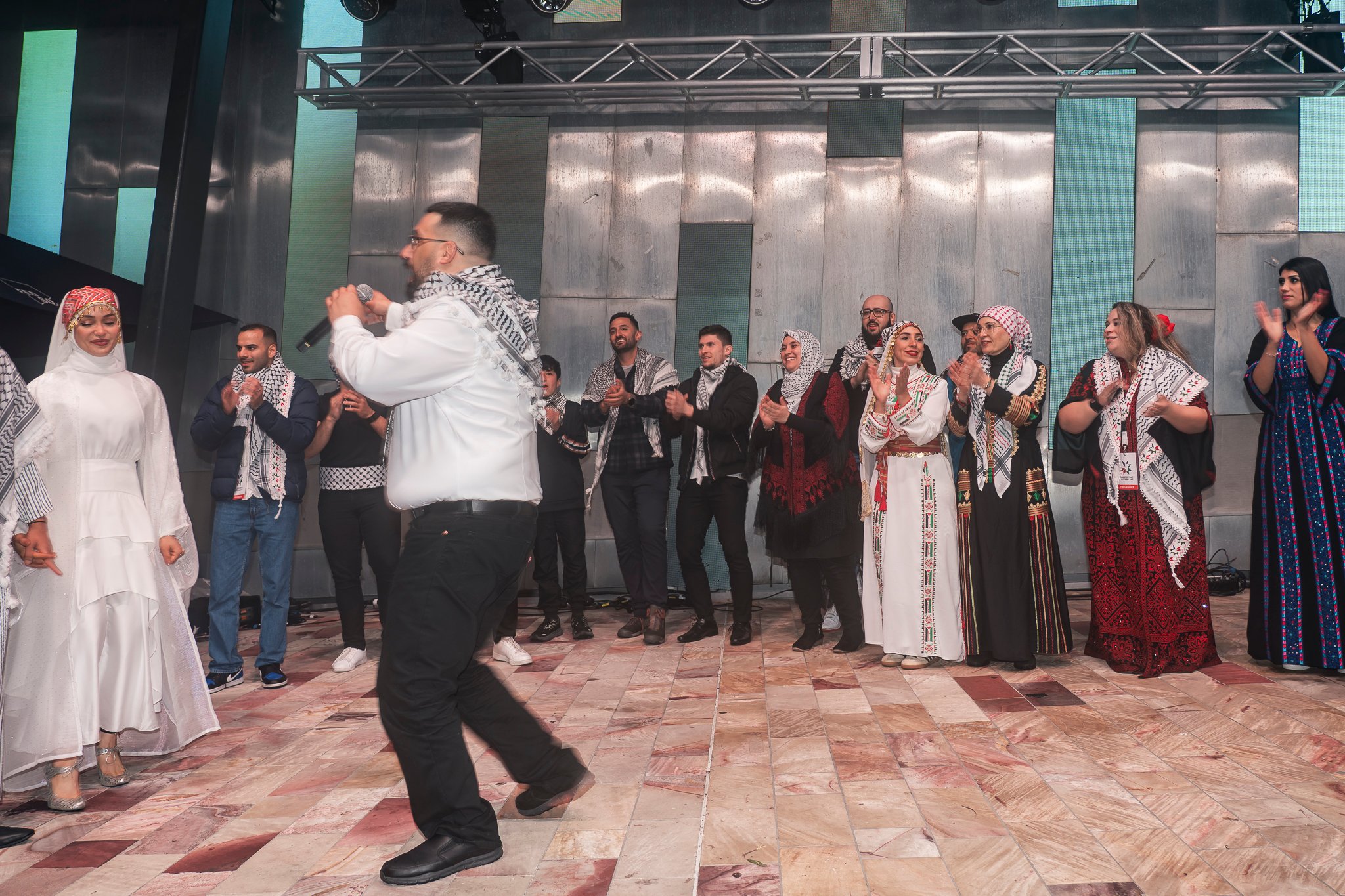 Wedding zaffle, a traditional and festive Arabic wedding procession that escorts the bride and groom into their reception with music, dancing, and vibrant energy.