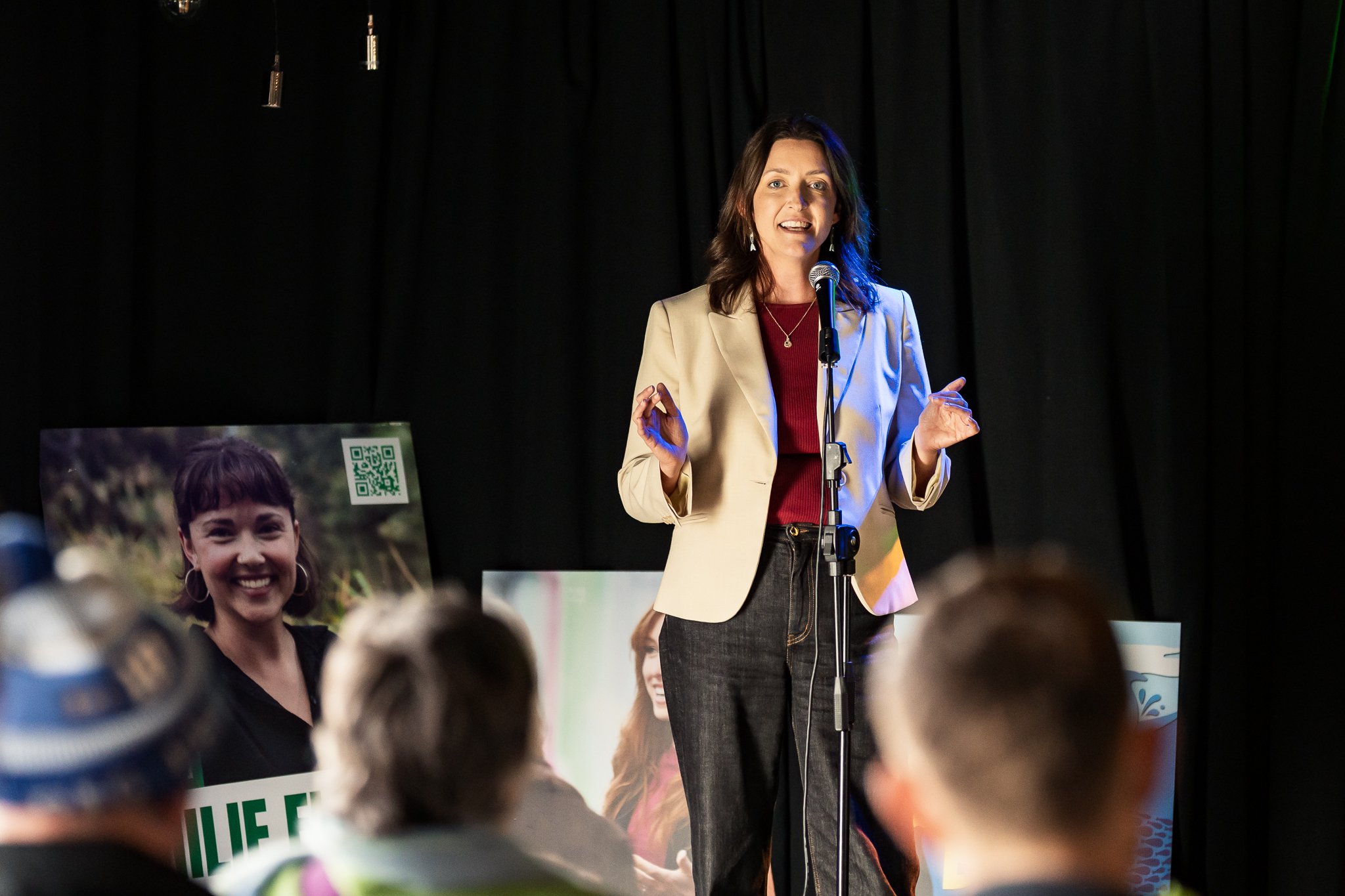 Senator Steph Hodgins-May speaking at the Geelong and Western Vic Greens campaign laumch.
