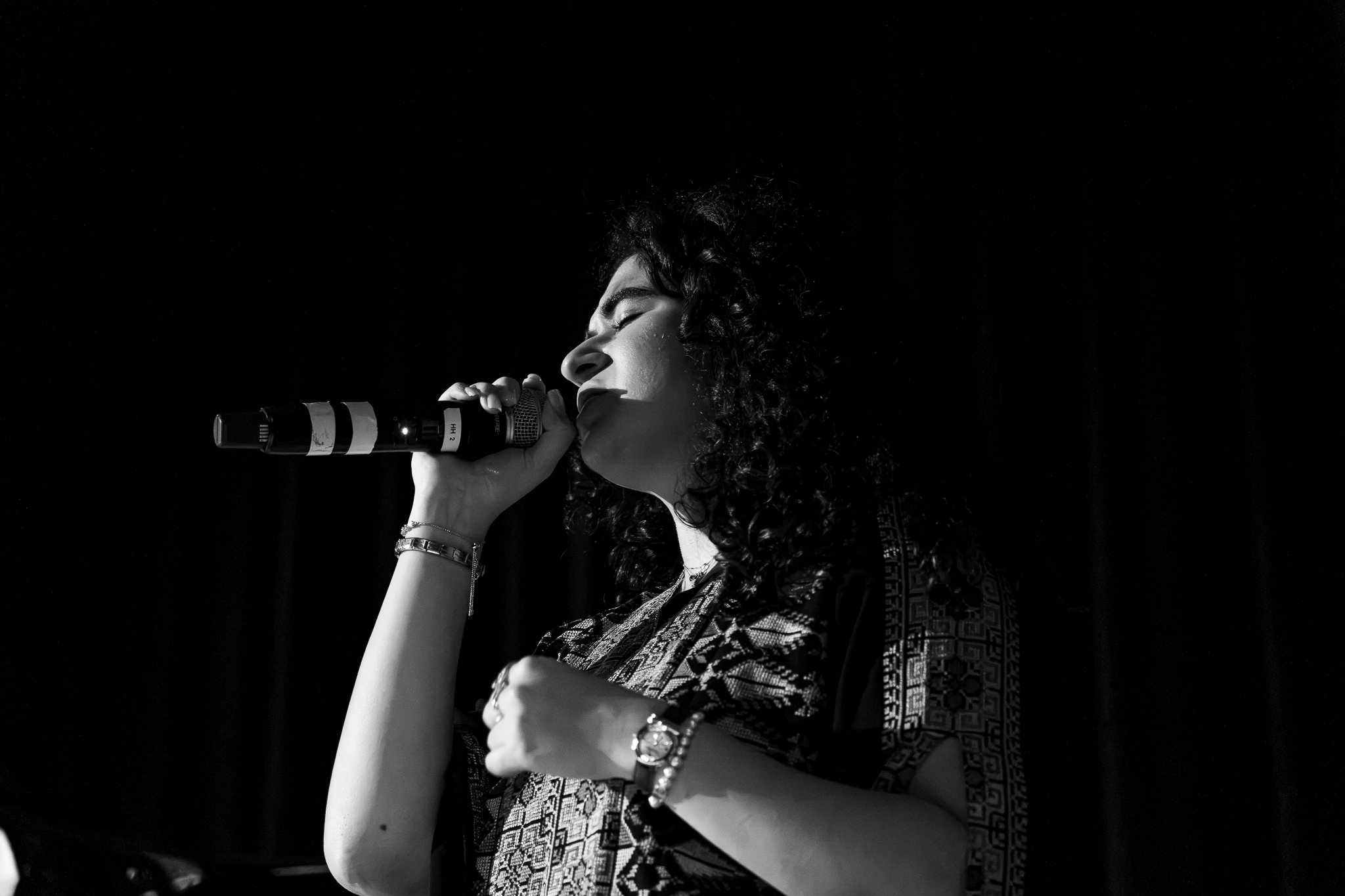 Palestinian-Australian singer Heba Tayeh performs with Skaik Bahar at Collingwood Town Hall