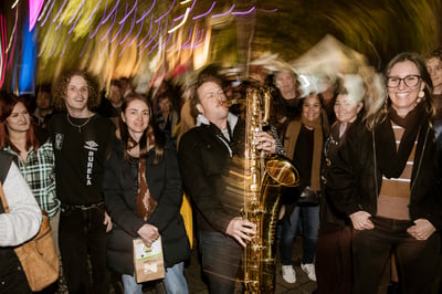 Lara Big Band performing for the crowd at the Geelong City Night Market.