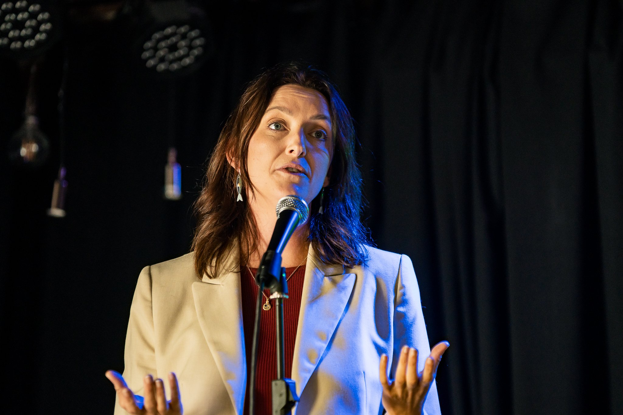Senator Steph Hodgins-May speaking at the Geelong and Western Vic Greens campaign laumch.