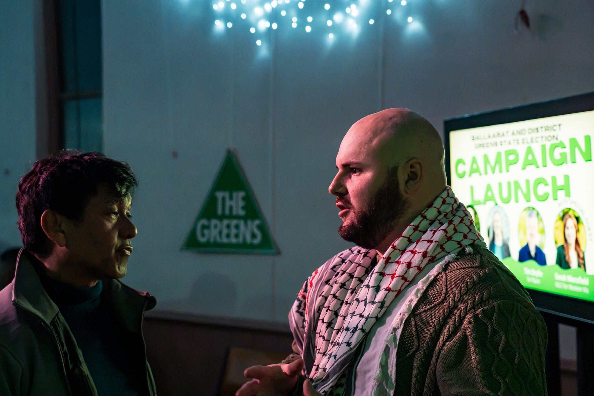 Sam McColl speaking to supporters at the Ballarat Greens campaign launch.
