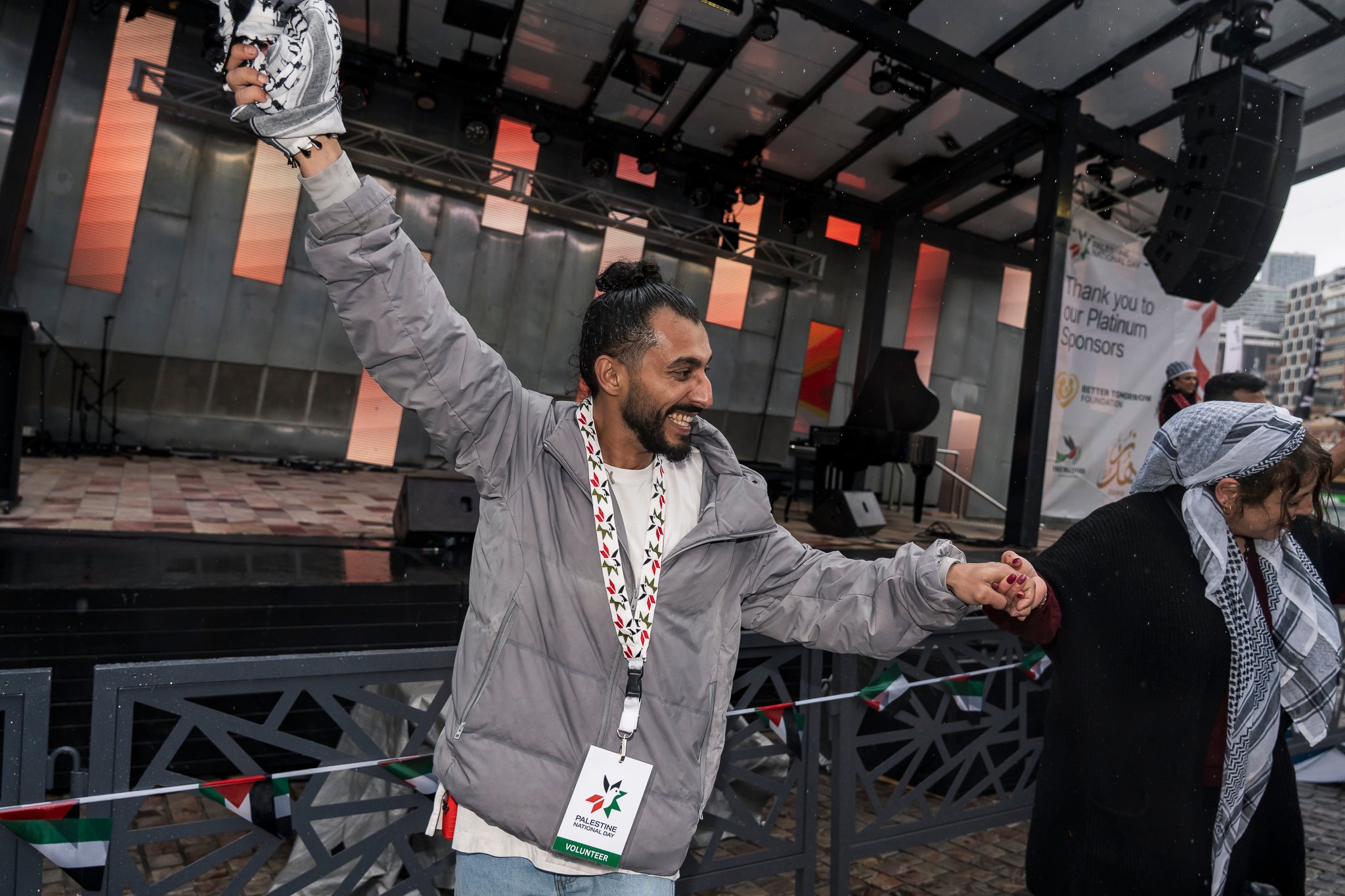 Crowds enjoying the performances at Palestine National Day 2025.