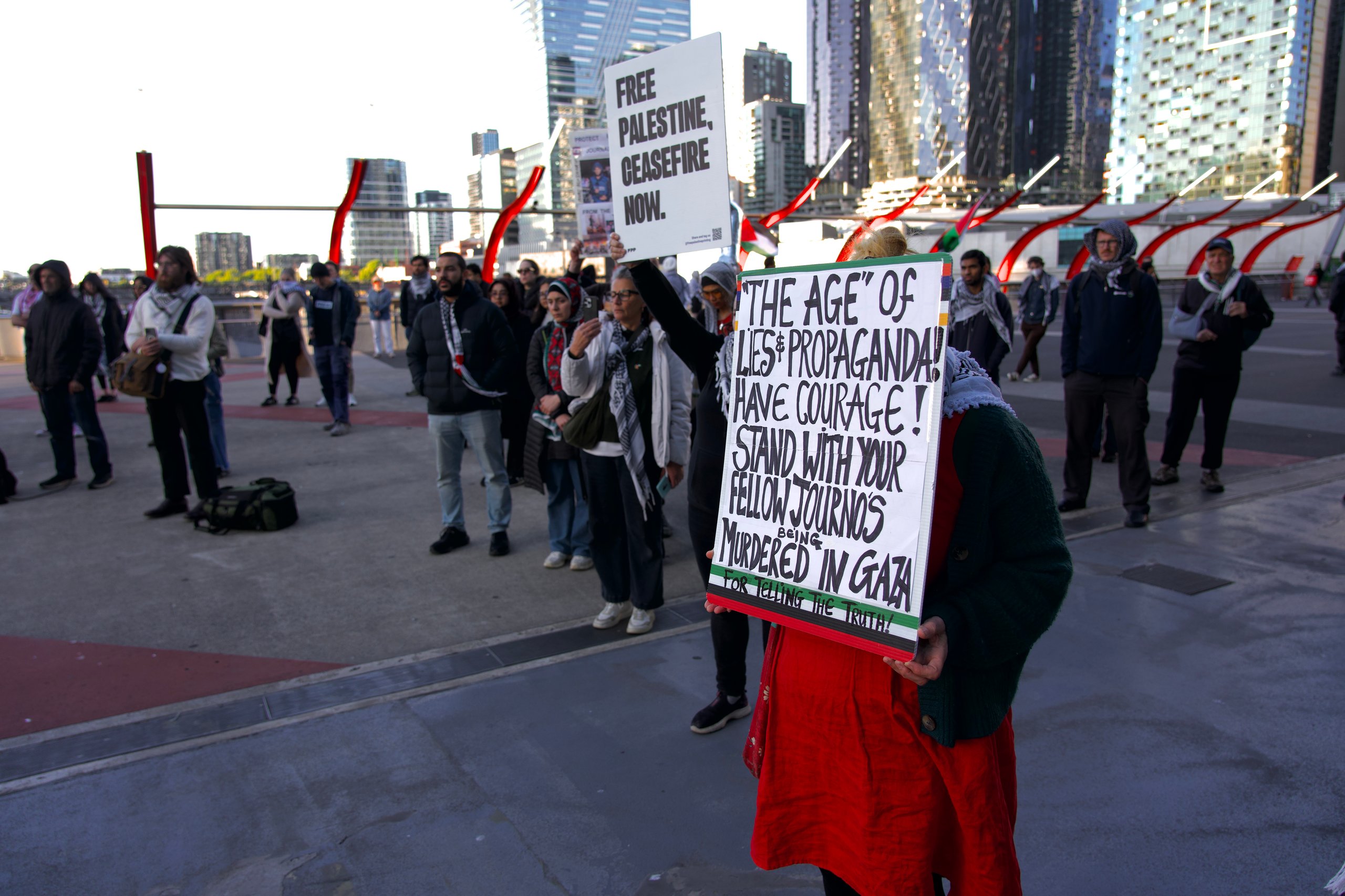 Transcript: speech given at snap rally called in solidarity with Gazan journalists