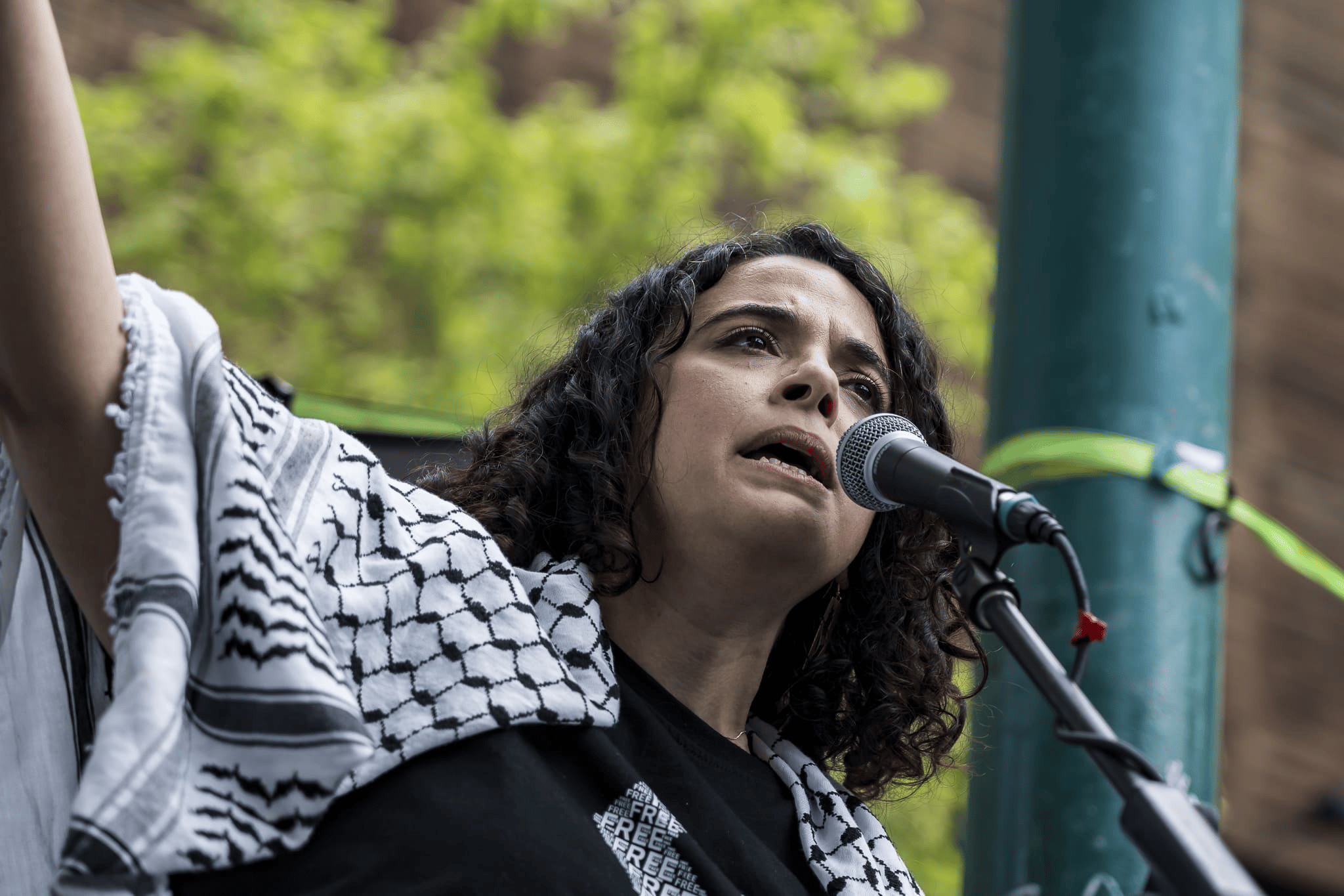A highly expressive speaker at a pro Palestine rally. Photo: Matt Hrkac