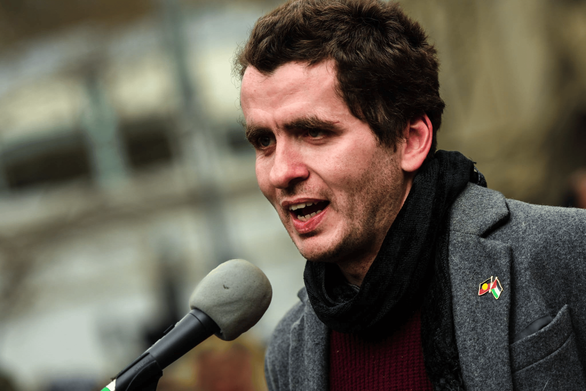 Matt Hrkac speaking at the weekly rally for Palestine in Melbourne on 17 August 2025. Photo: Kenji Wardenclyffe