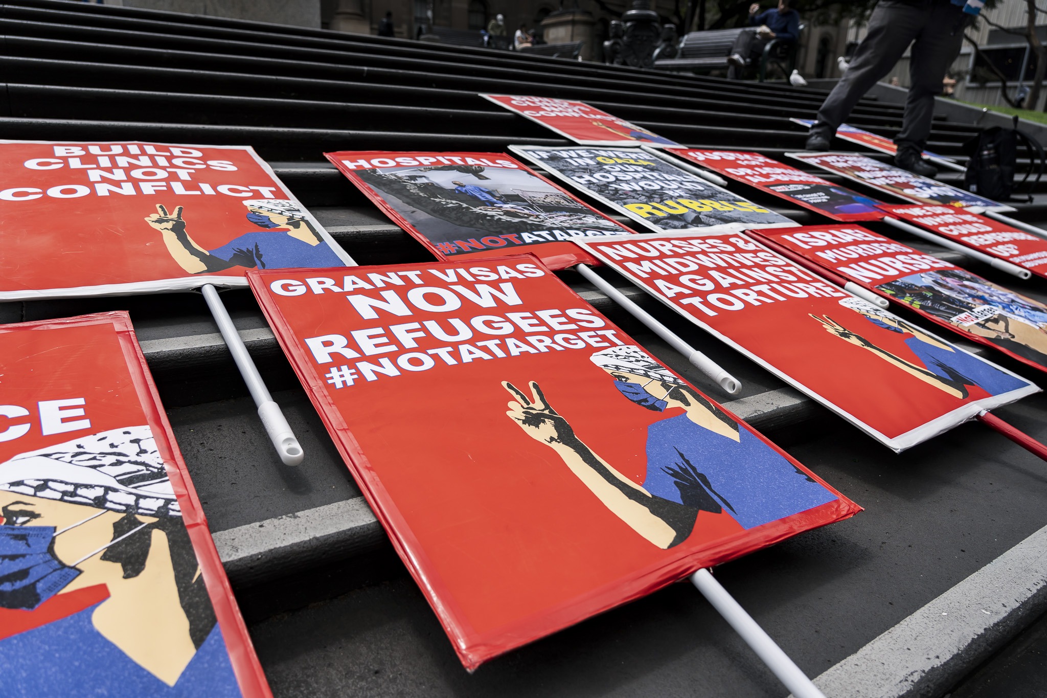 Photos: Healthcare Workers for Palestine contingent at weekly Palestine rally