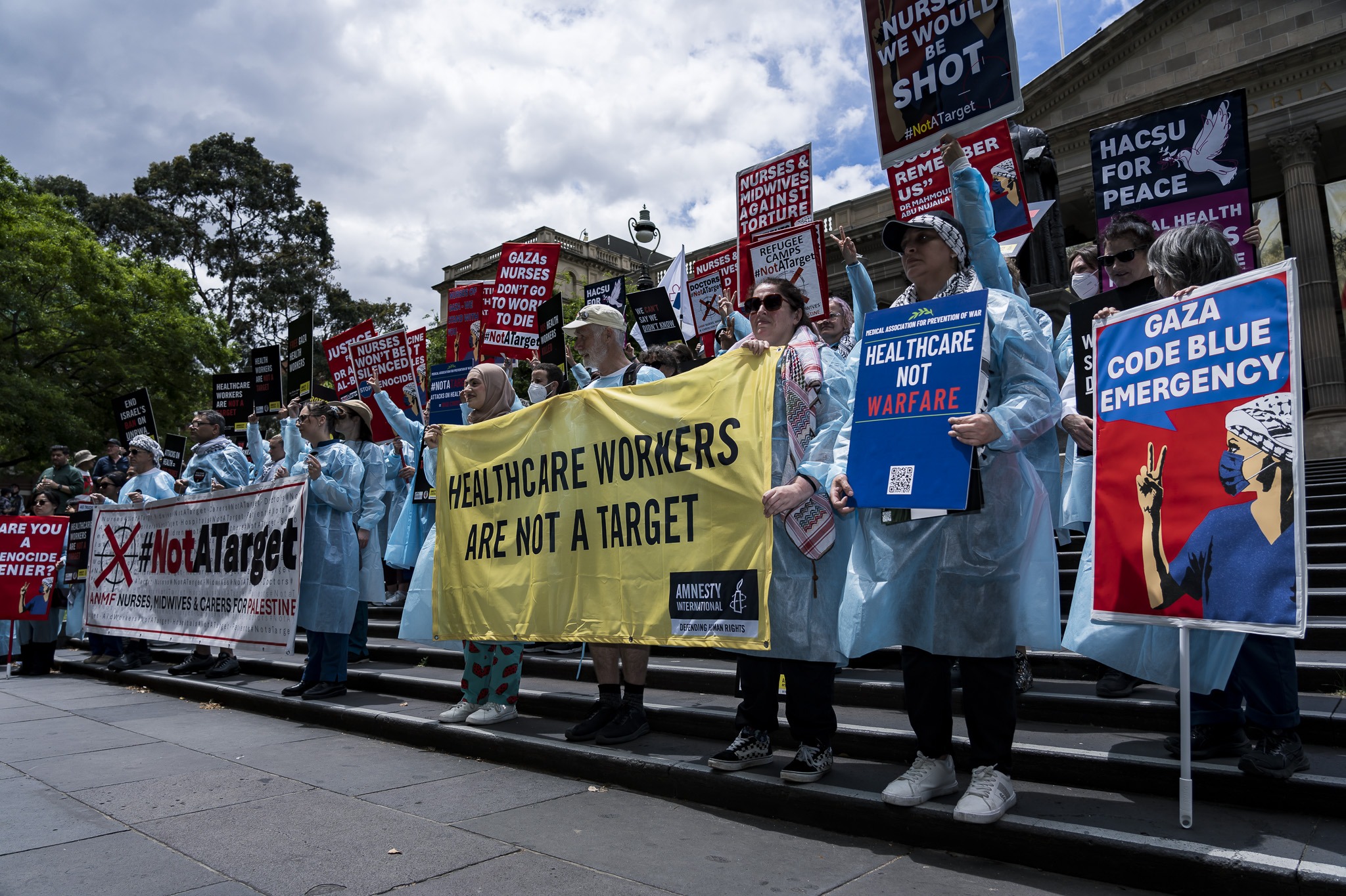 Photos: Healthcare Workers for Palestine contingent at weekly Palestine rally