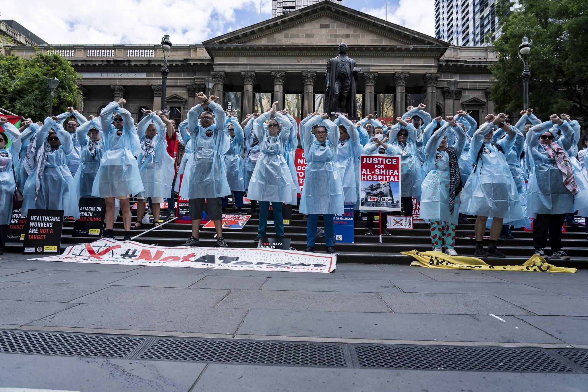 Photos: Healthcare Workers for Palestine contingent at weekly Palestine rally