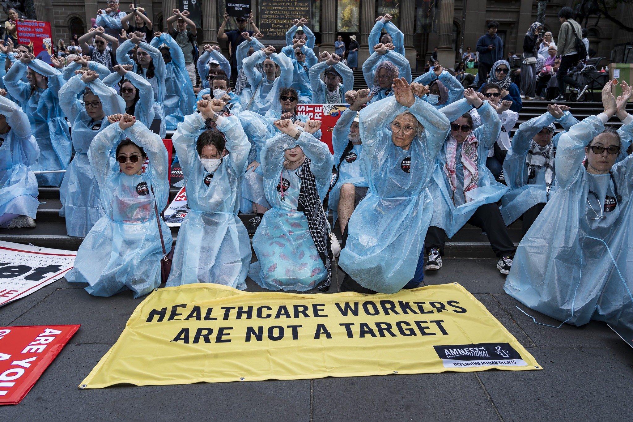 Photos: Healthcare Workers for Palestine contingent at weekly Palestine rally
