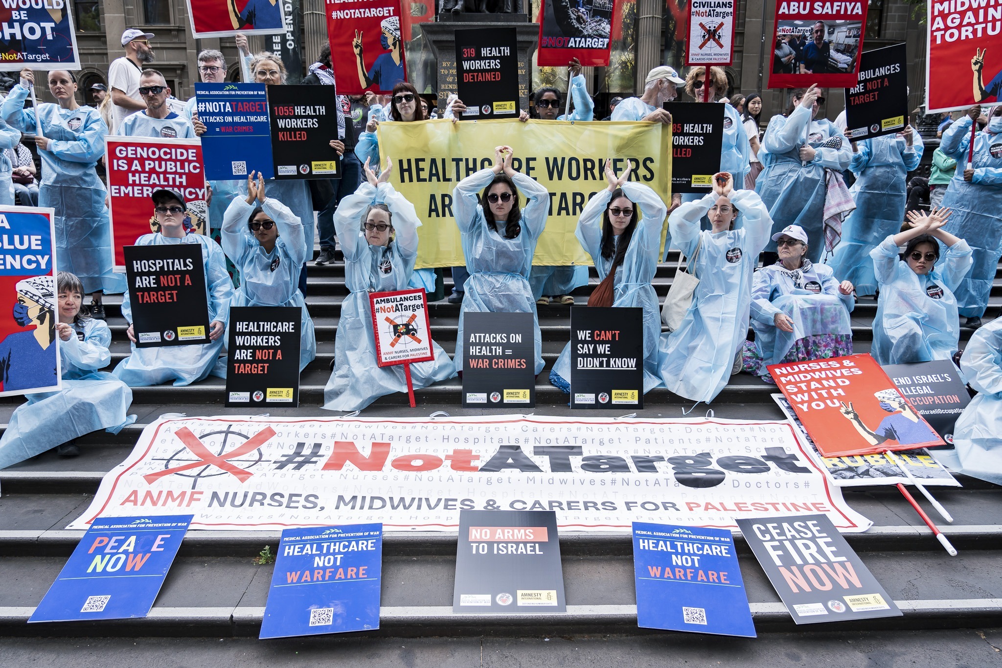 Photos: Healthcare Workers for Palestine contingent at weekly Palestine rally