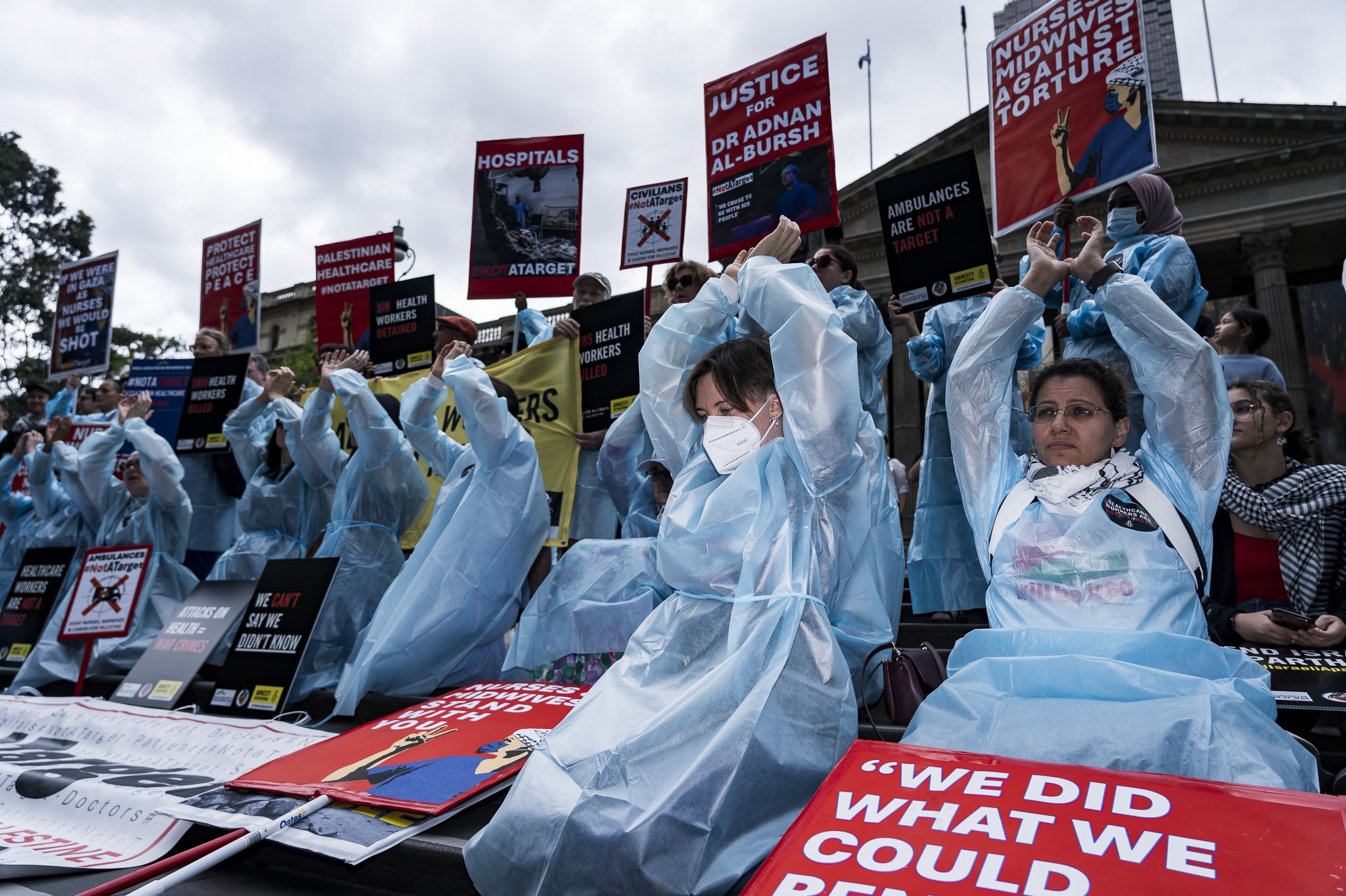 Photos: Healthcare Workers for Palestine contingent at weekly Palestine rally