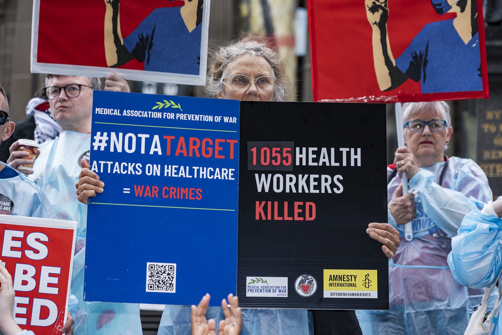 Photos: Healthcare Workers for Palestine contingent at weekly Palestine rally