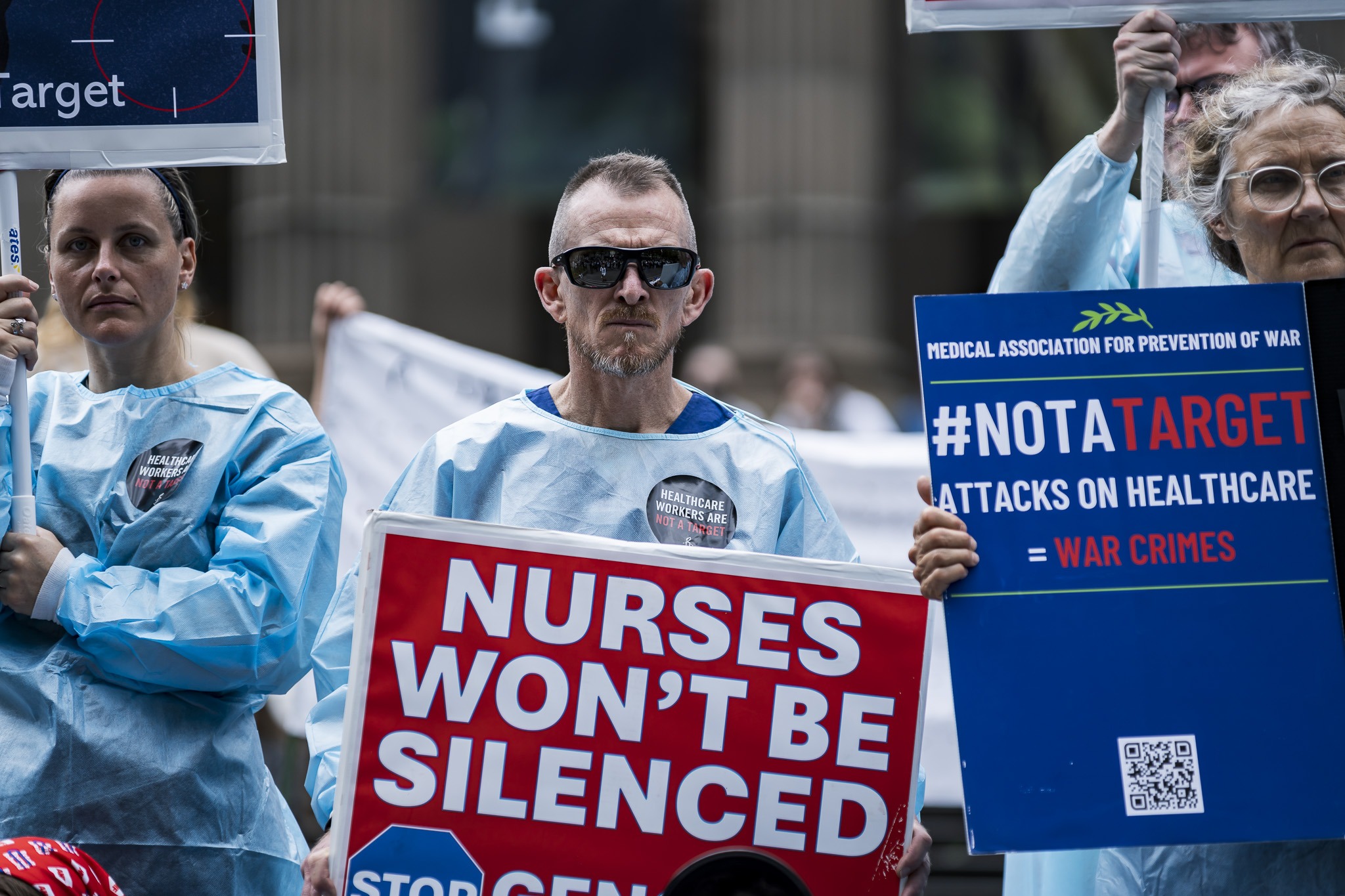 Photos: Healthcare Workers for Palestine contingent at weekly Palestine rally