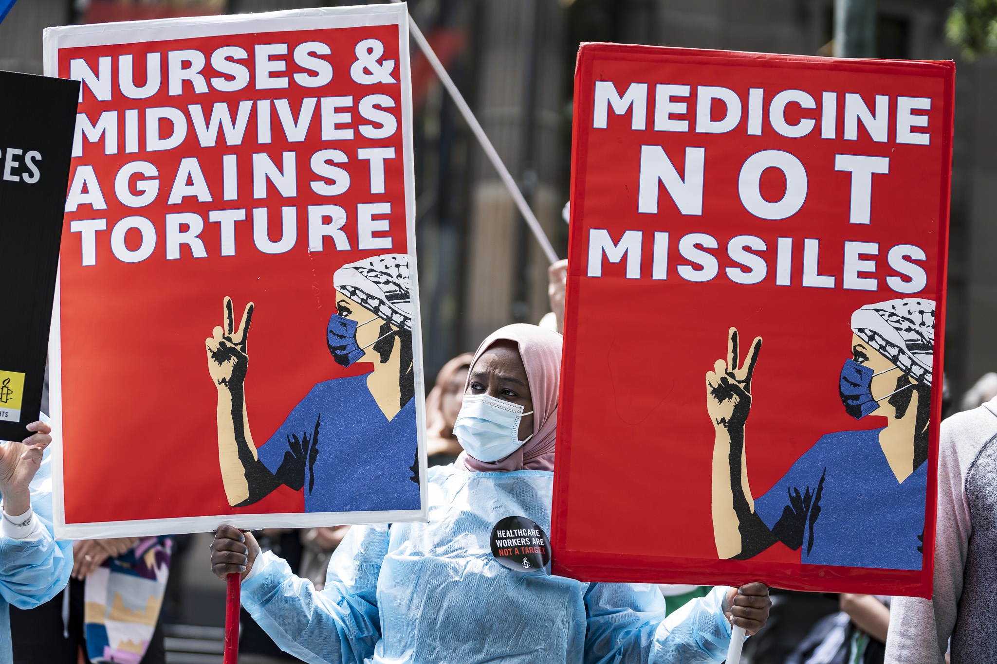 Photos: Healthcare Workers for Palestine contingent at weekly Palestine rally