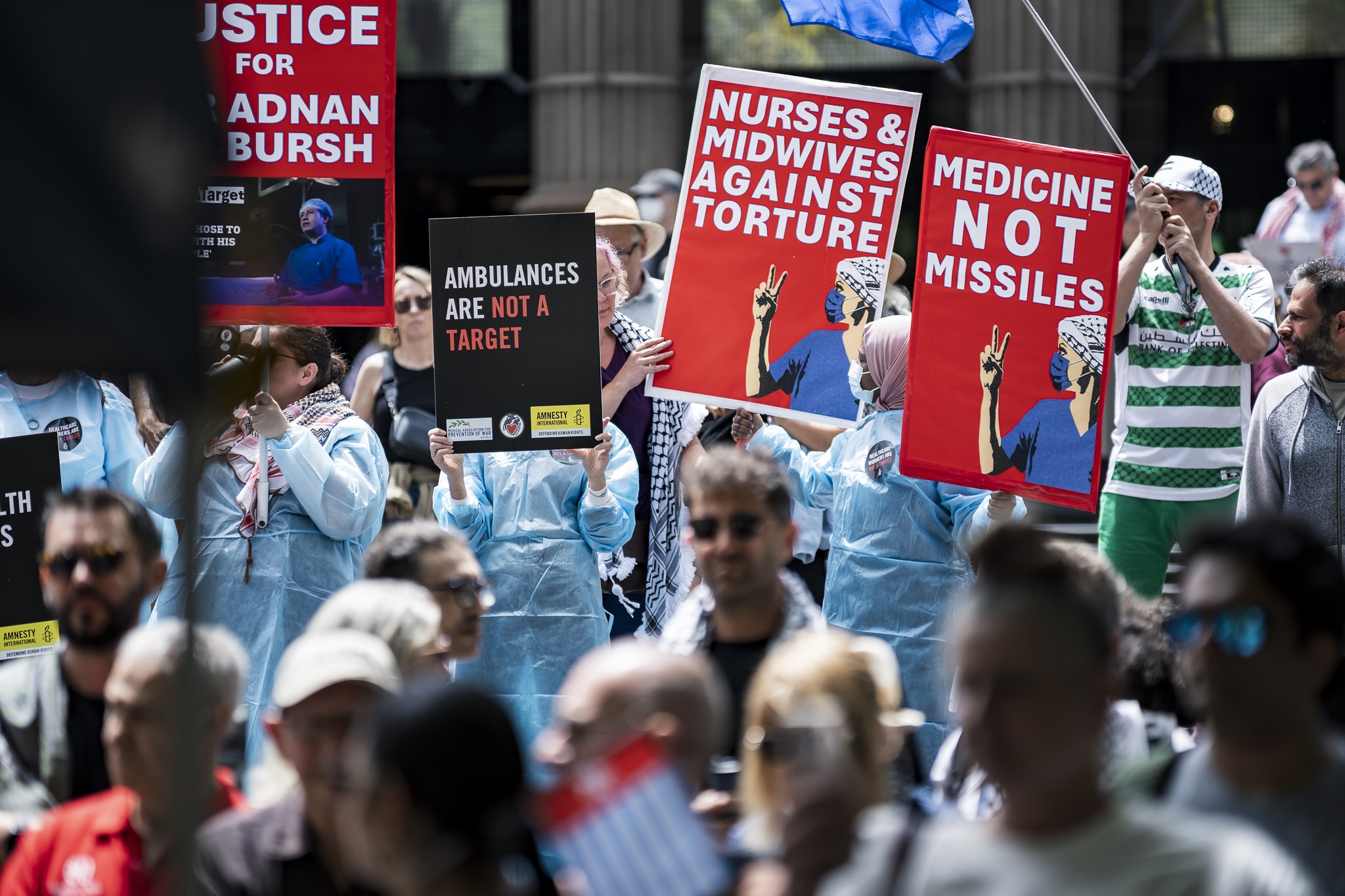 Photos: Healthcare Workers for Palestine contingent at weekly Palestine rally