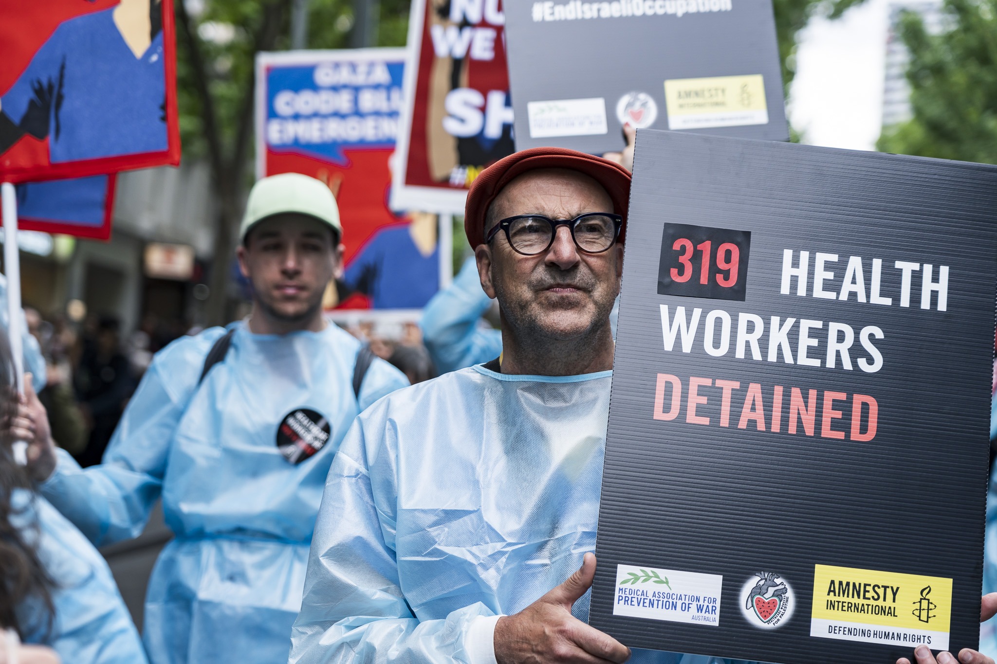 Photos: Healthcare Workers for Palestine contingent at weekly Palestine rally