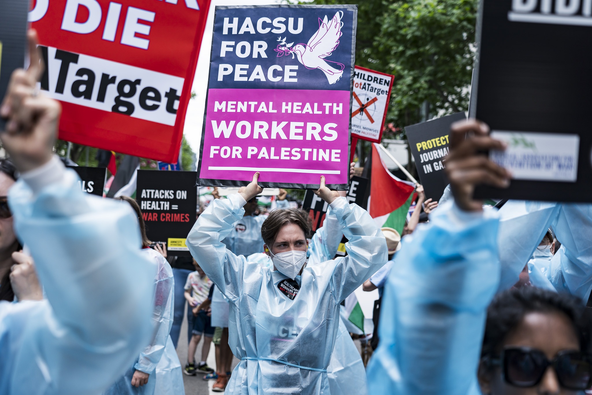 Photos: Healthcare Workers for Palestine contingent at weekly Palestine rally