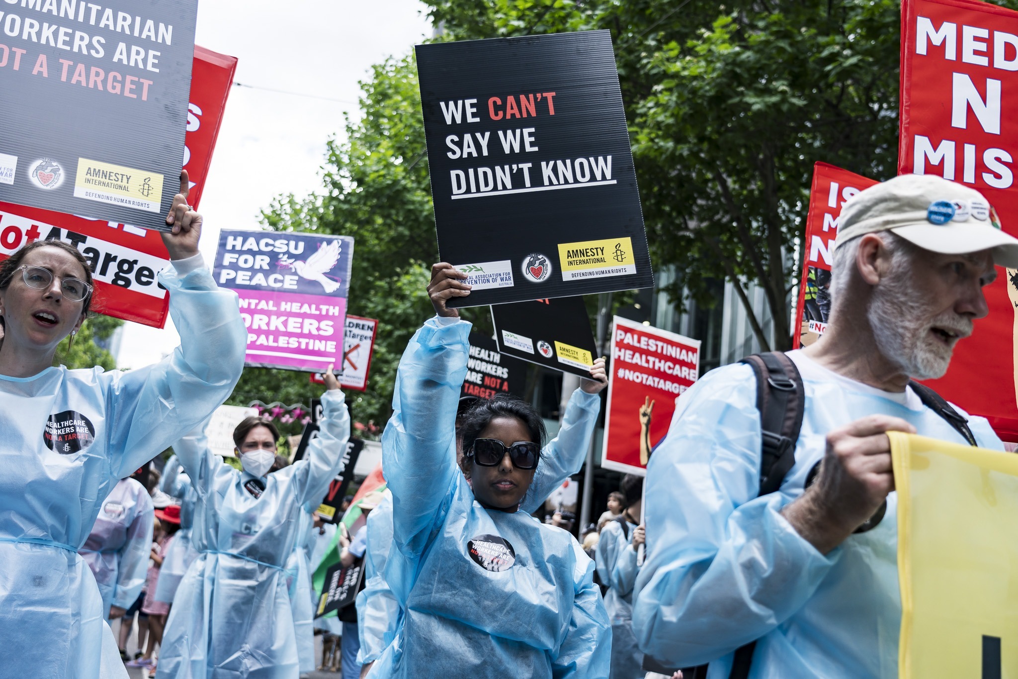 Photos: Healthcare Workers for Palestine contingent at weekly Palestine rally
