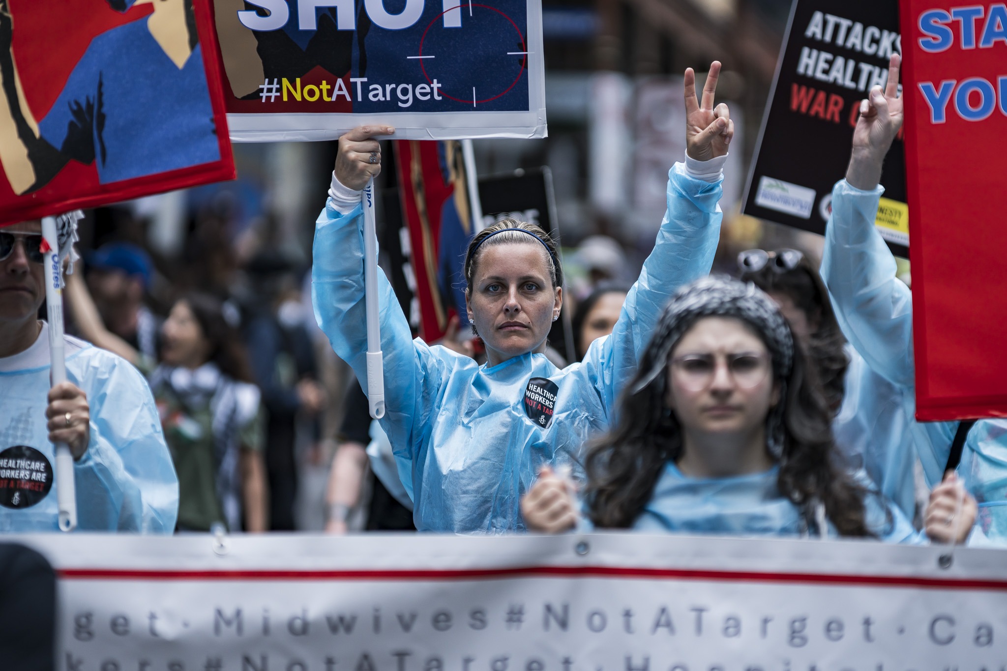 Photos: Healthcare Workers for Palestine contingent at weekly Palestine rally