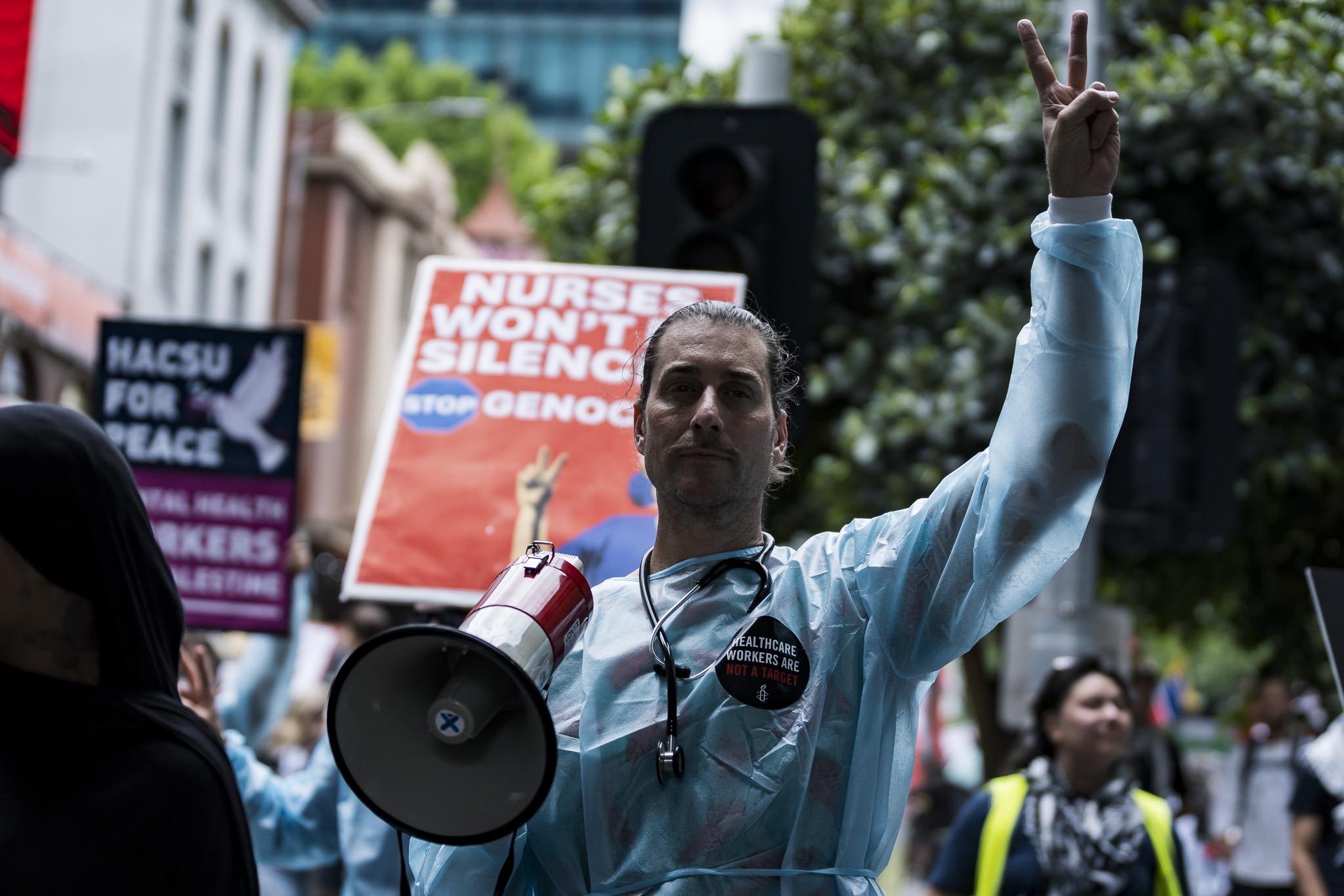 Photos: Healthcare Workers for Palestine contingent at weekly Palestine rally