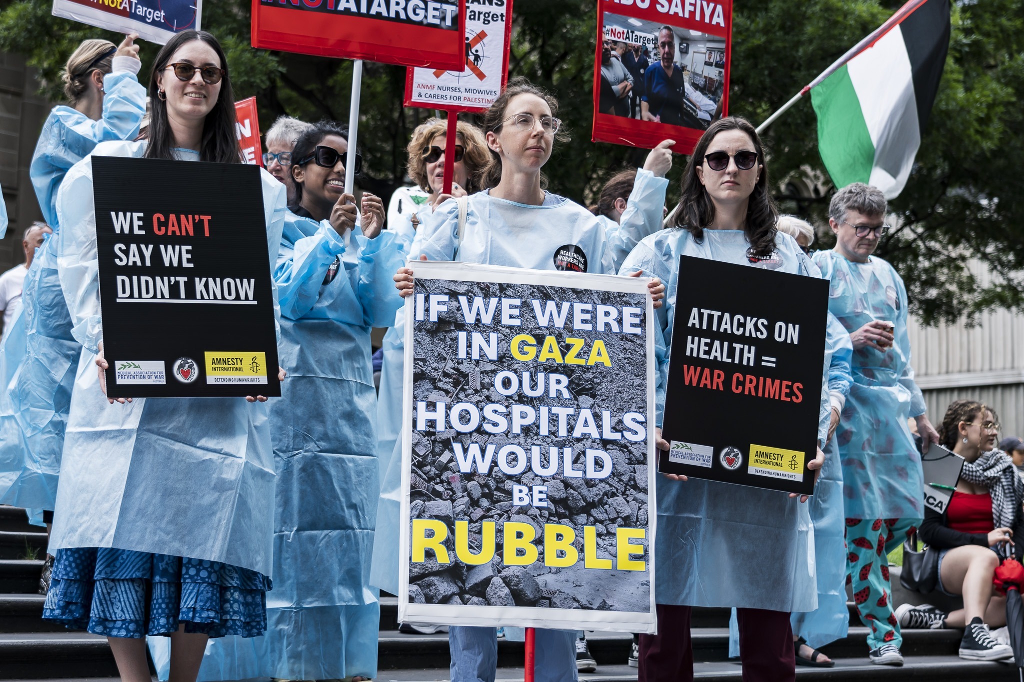 Photos: Healthcare Workers for Palestine contingent at weekly Palestine rally
