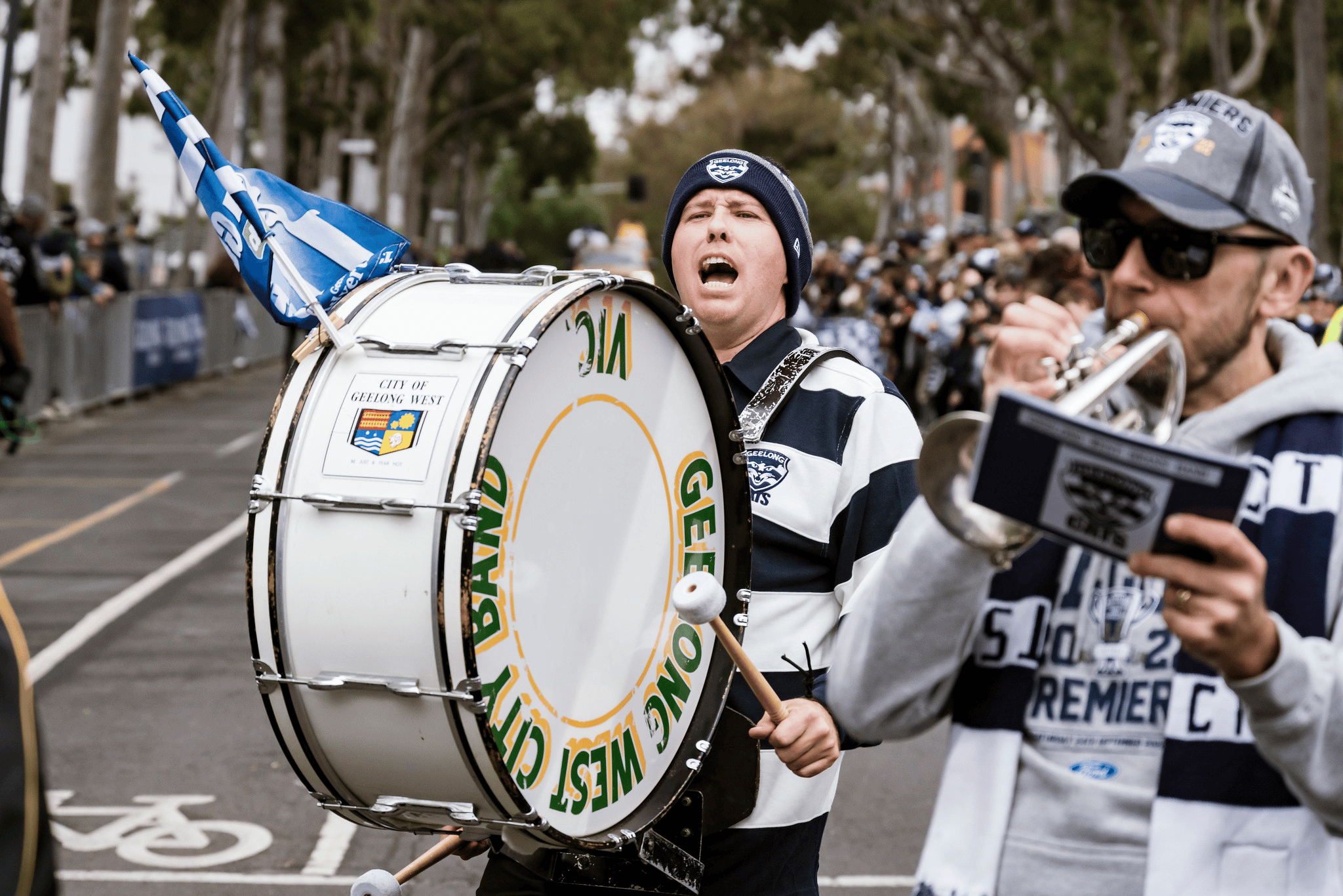 The Geelong West Brass Band formed part of the parade.