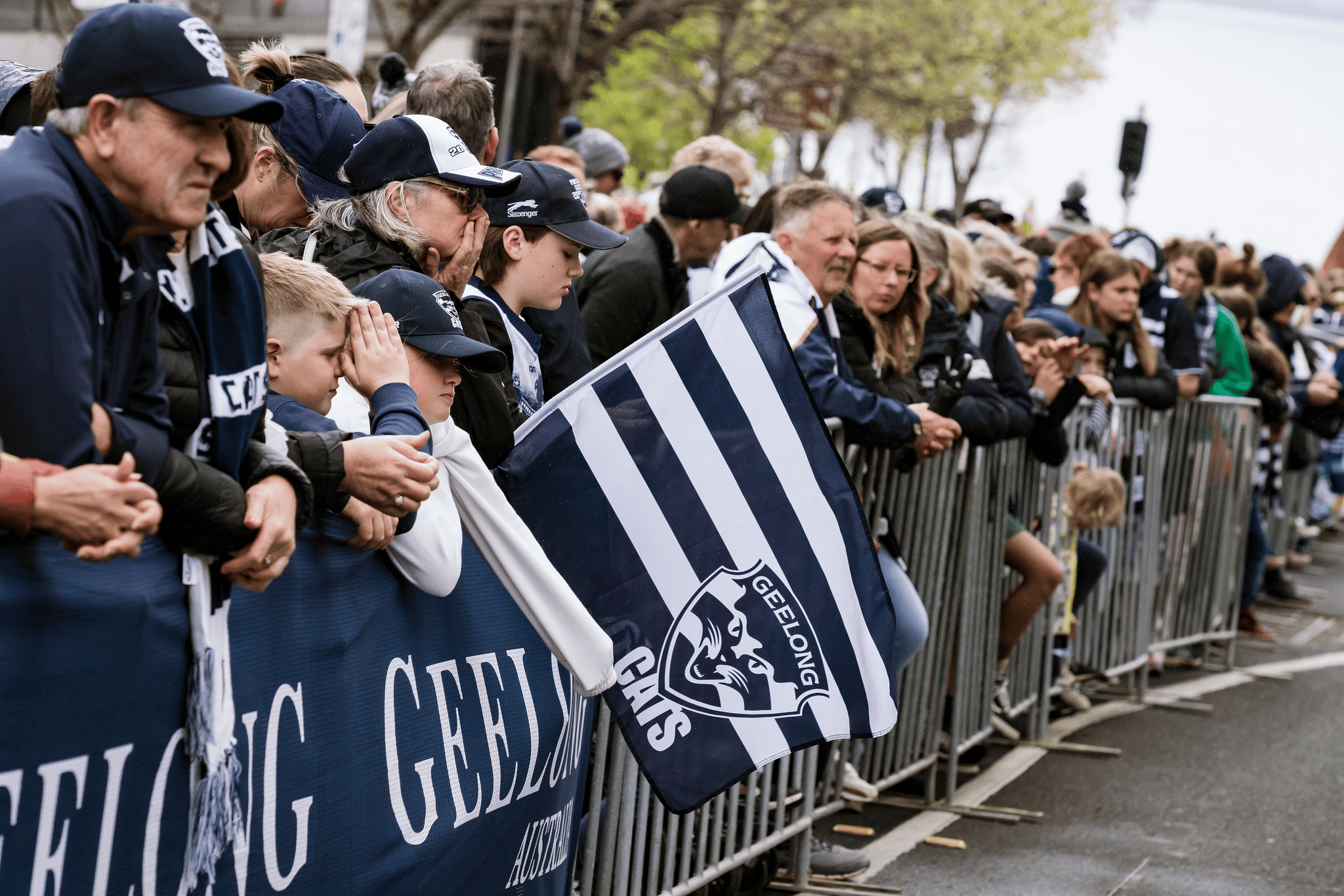 Thousands of fans line the streets for the 2022 Geelong Cats Premiership Parade.