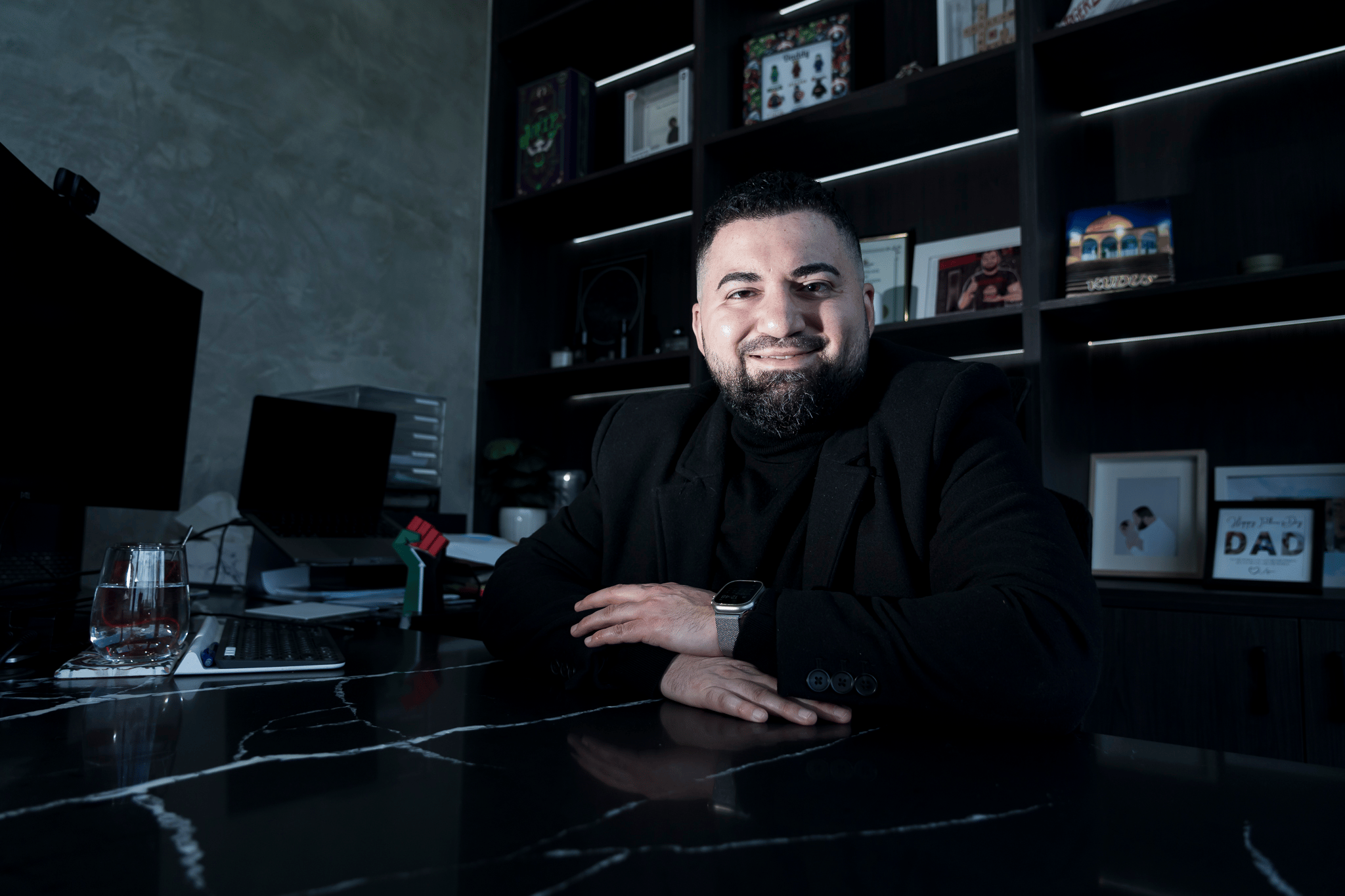 Personal branding photoshoot for Hash Tayeh, Burgertory CEO and Palestinian Australian activist.