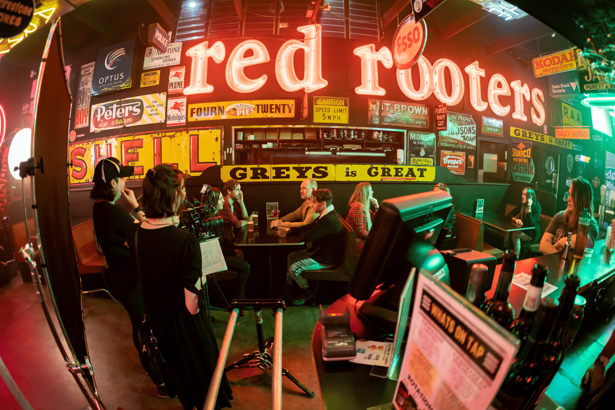 Catholic Guilt music video shoot behind the scenes, shot at Fat Bob's Bar and Grill.