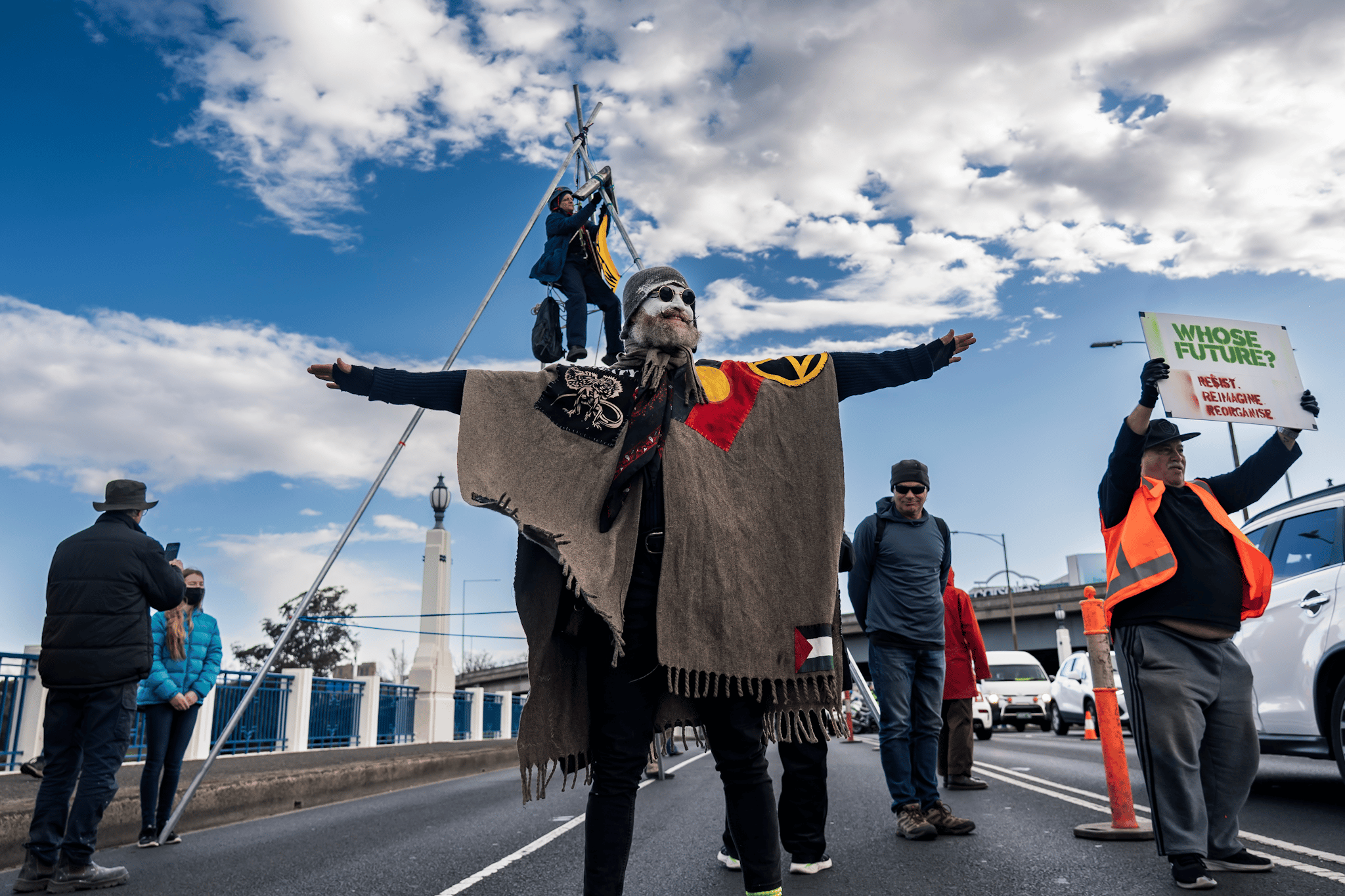 Protesters block Punt Road Bridge in solidarity with Gunditjmara People opposed to seismic blasting