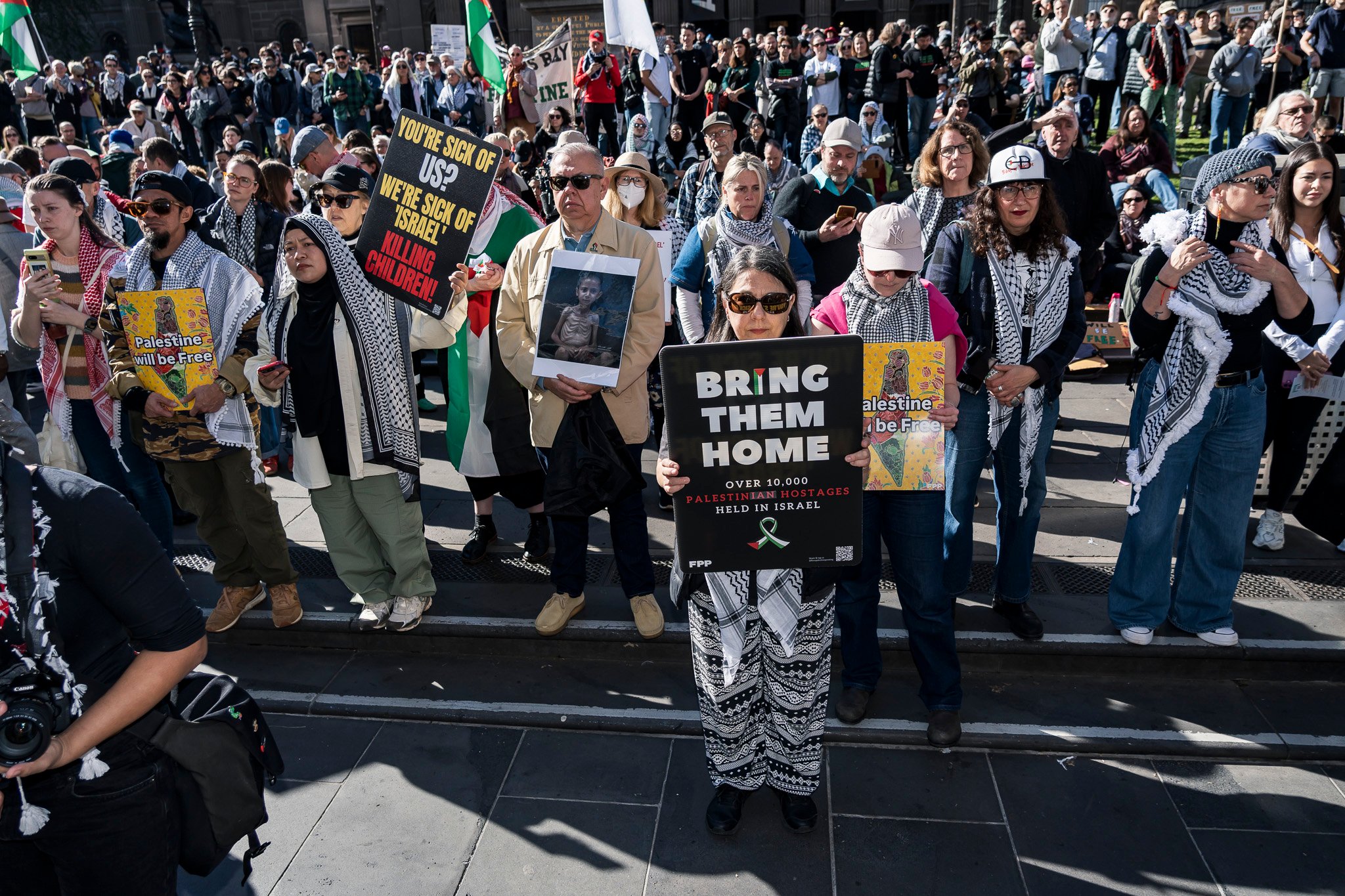 March for Humanity, Melbourne, starts at the State Library of Victoria with speeches.