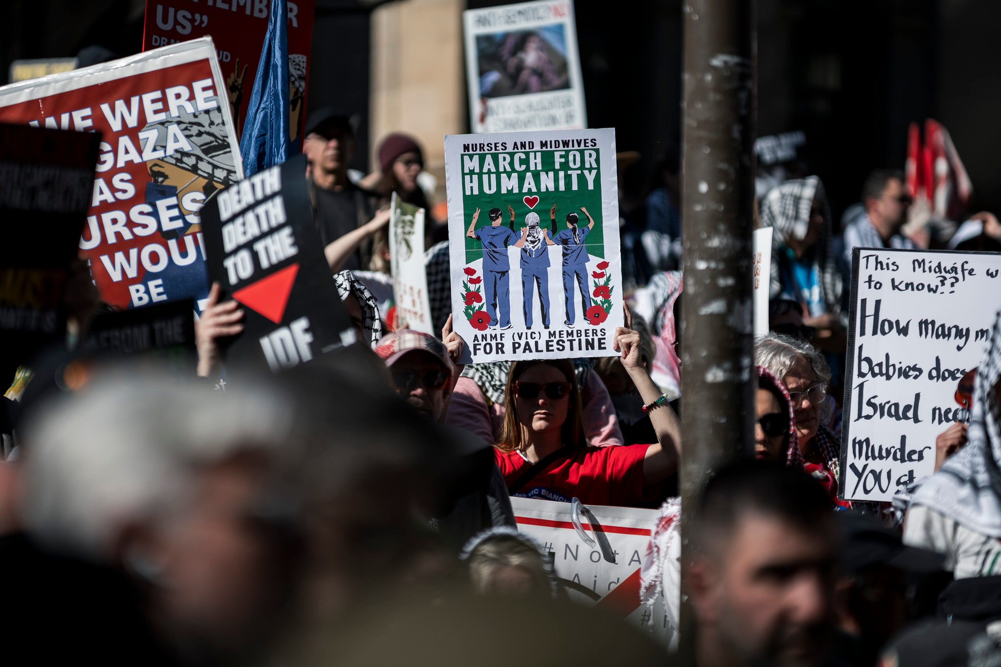 March for Humanity, Melbourne, starts at the State Library of Victoria with speeches.