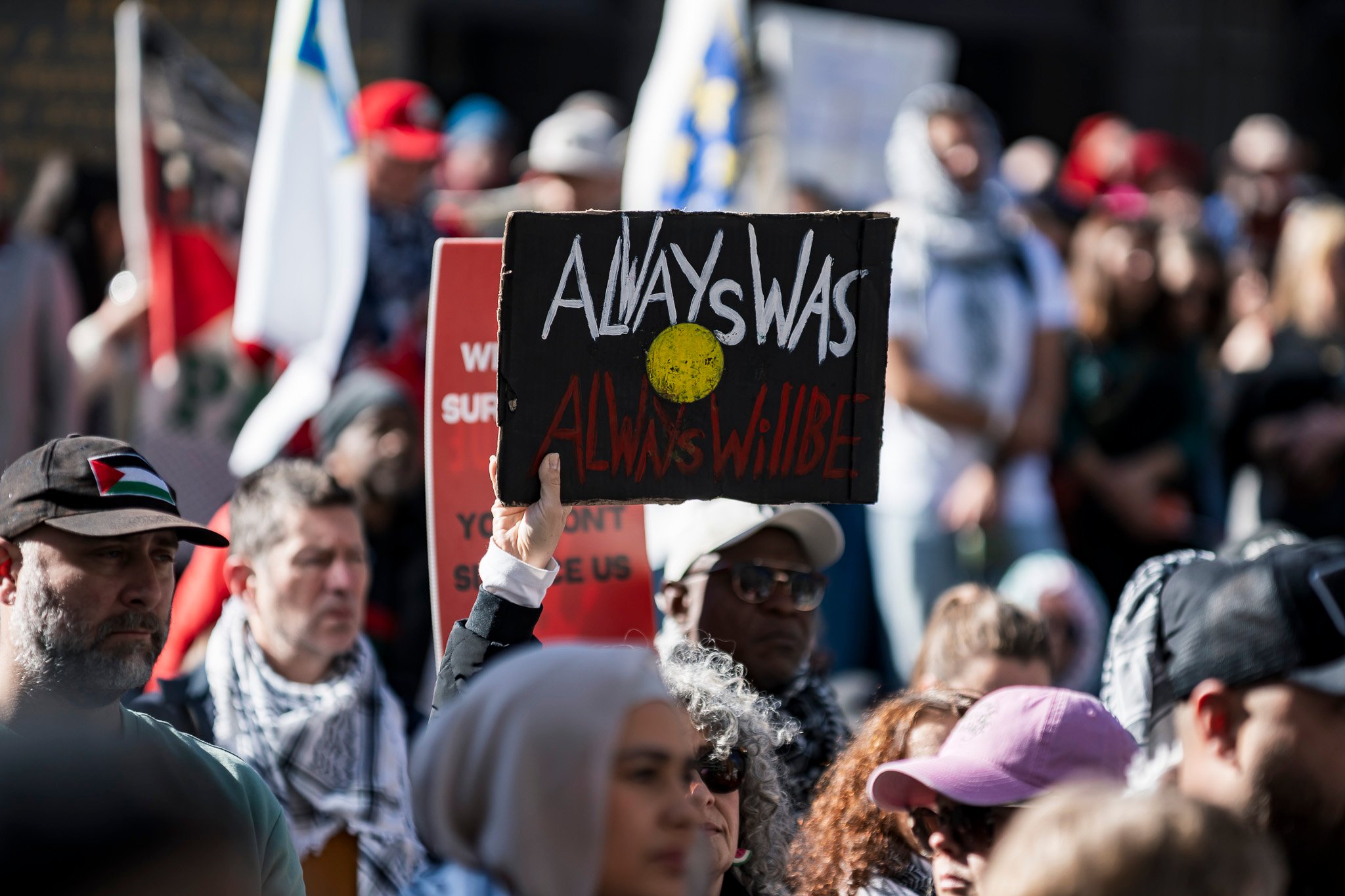 March for Humanity, Melbourne, starts at the State Library of Victoria with speeches.