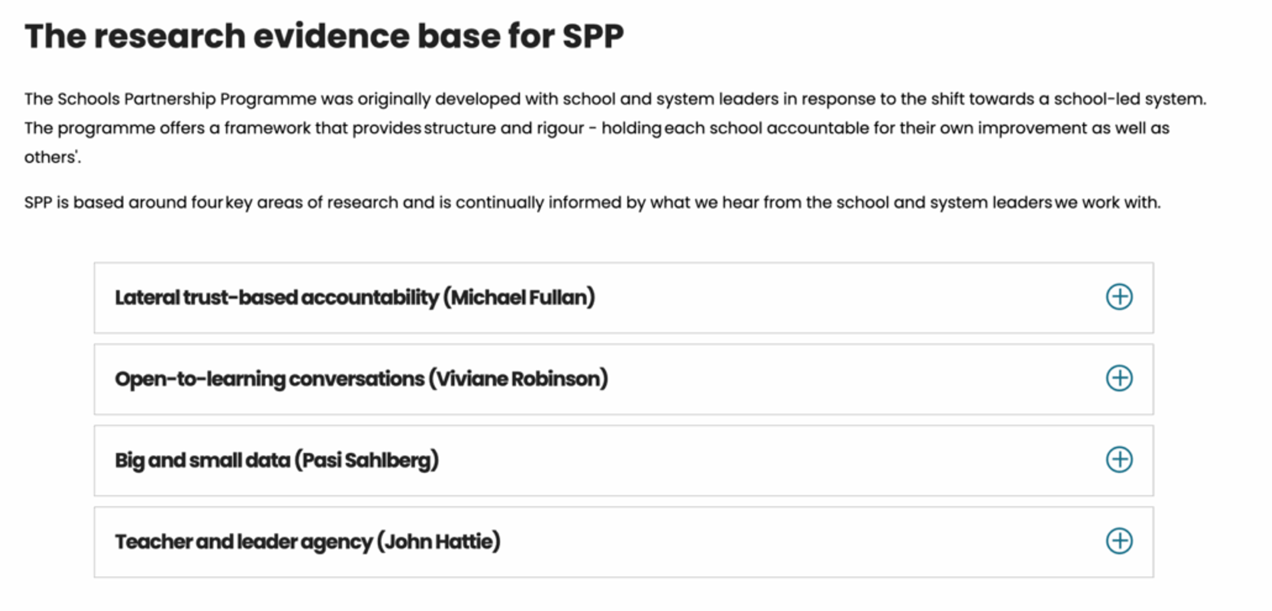 The research evidence SPP